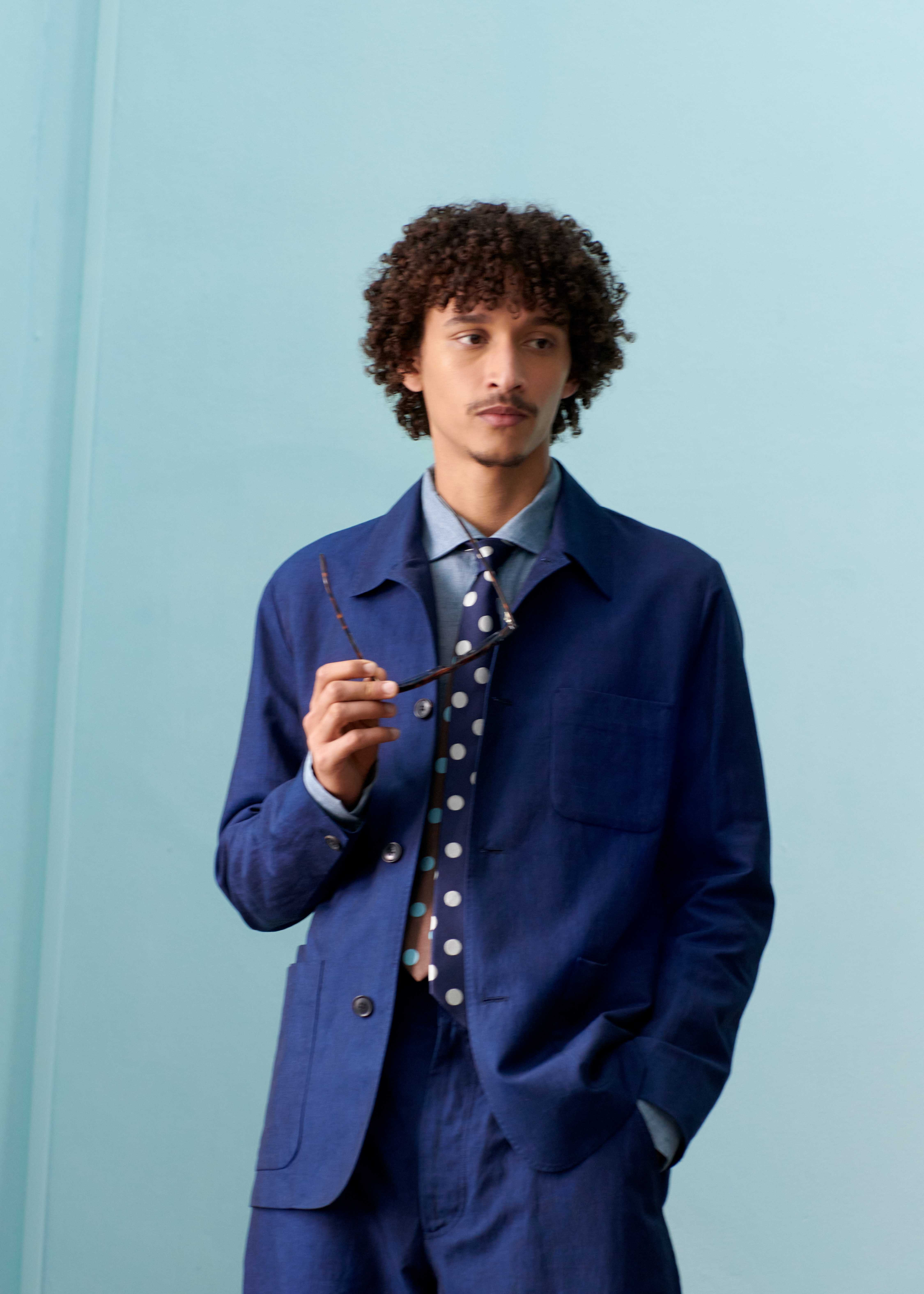 Slim-Fit Light Blue Linen Shirt - 5