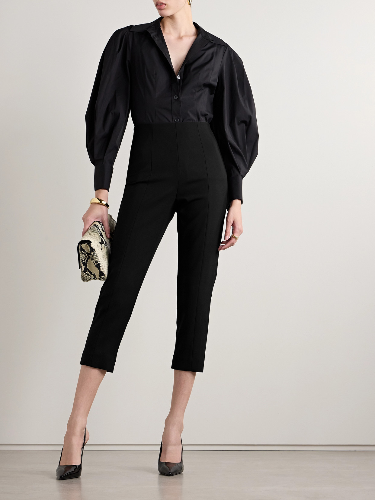 Cropped Wool-blend Crepe Skinny Pants - 2