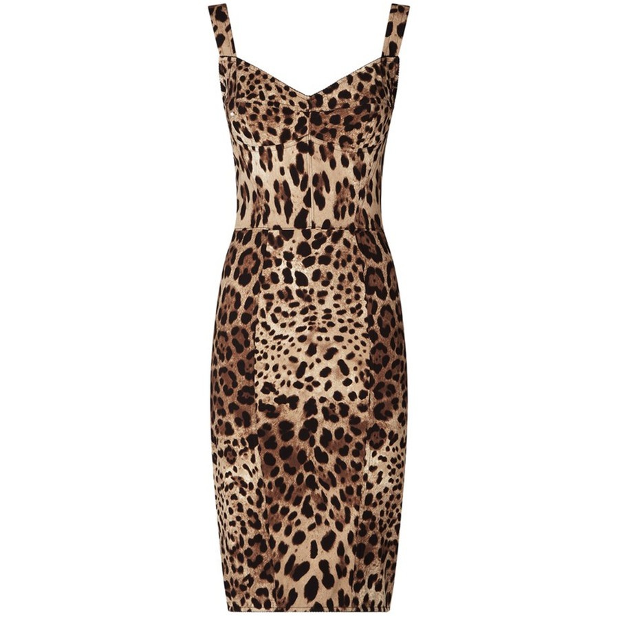 Leopard-print cady corset-style midi dress - 1