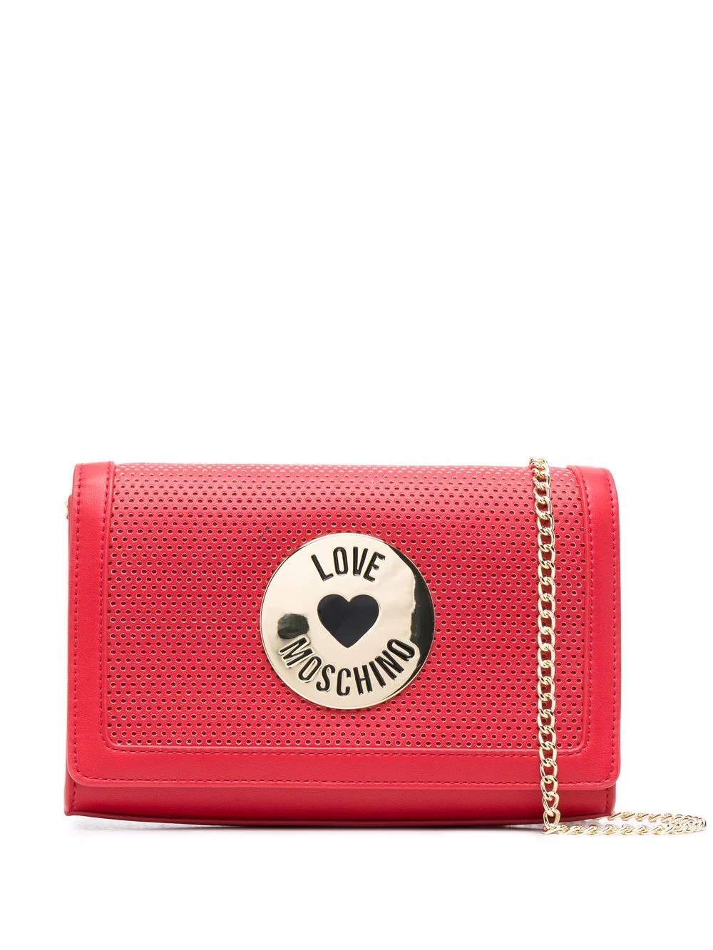 logo-plaque perforated crossbody bag - 1