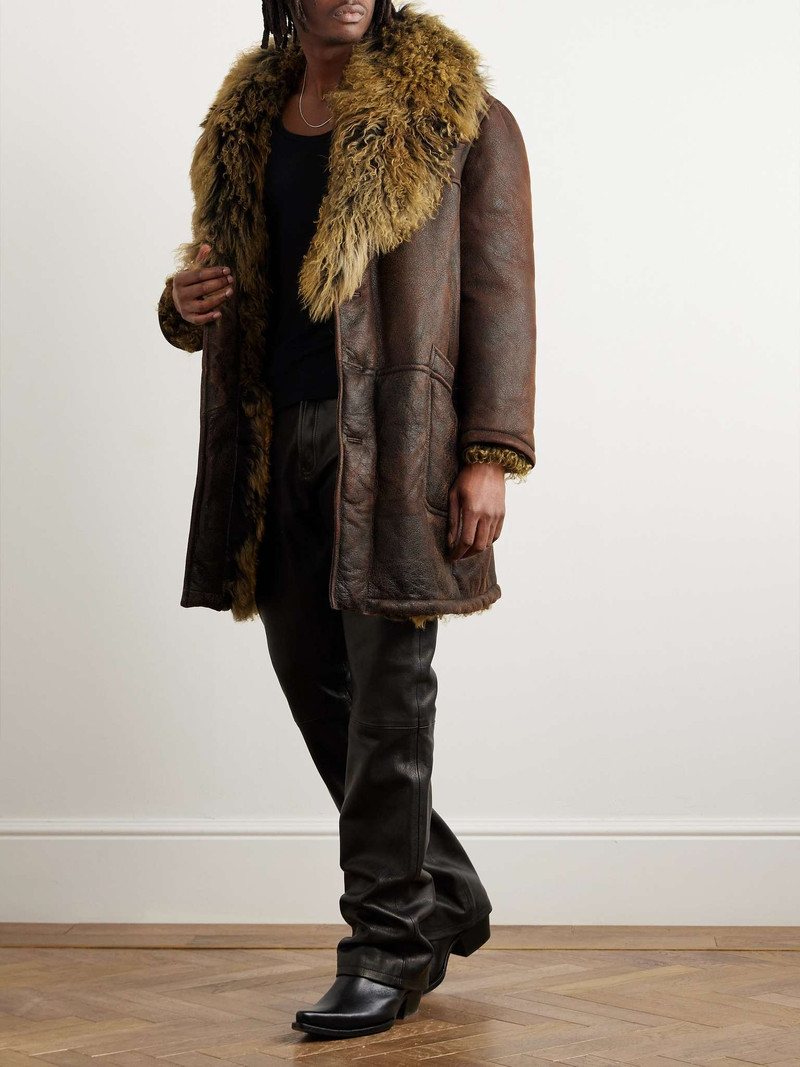Enfants Riches Déprimés Sheraling-Lined Crackled-Leather Jacket outlook