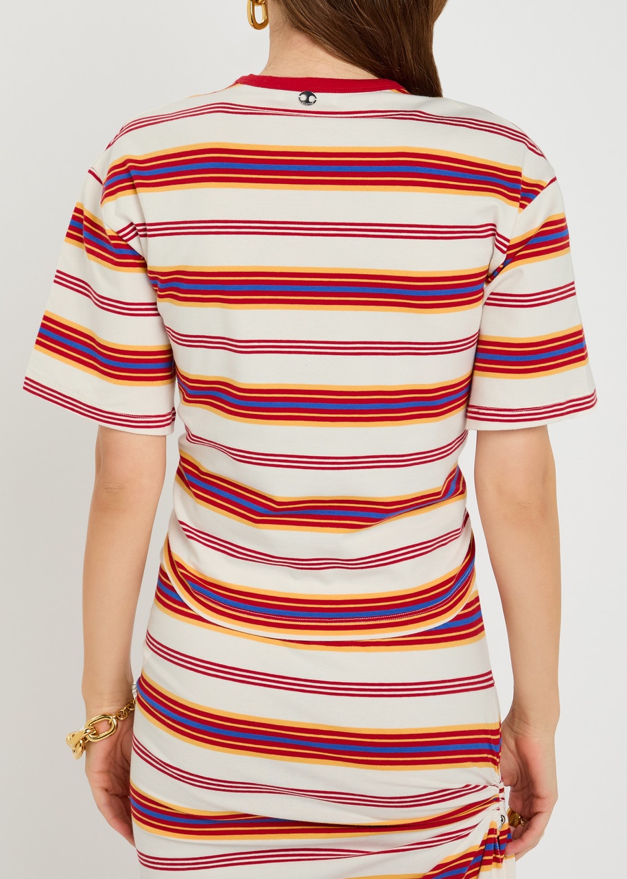 Rabanne Striped Gathered Stretch-cotton T-shirt - 3
