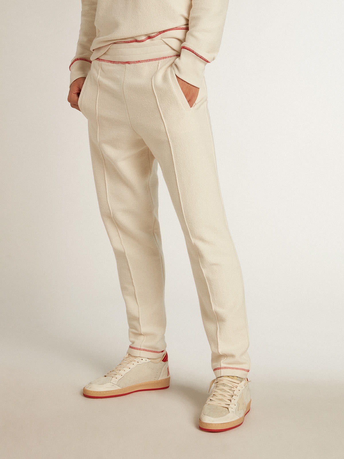 Men’s heritage white joggers with CNY logo - 3