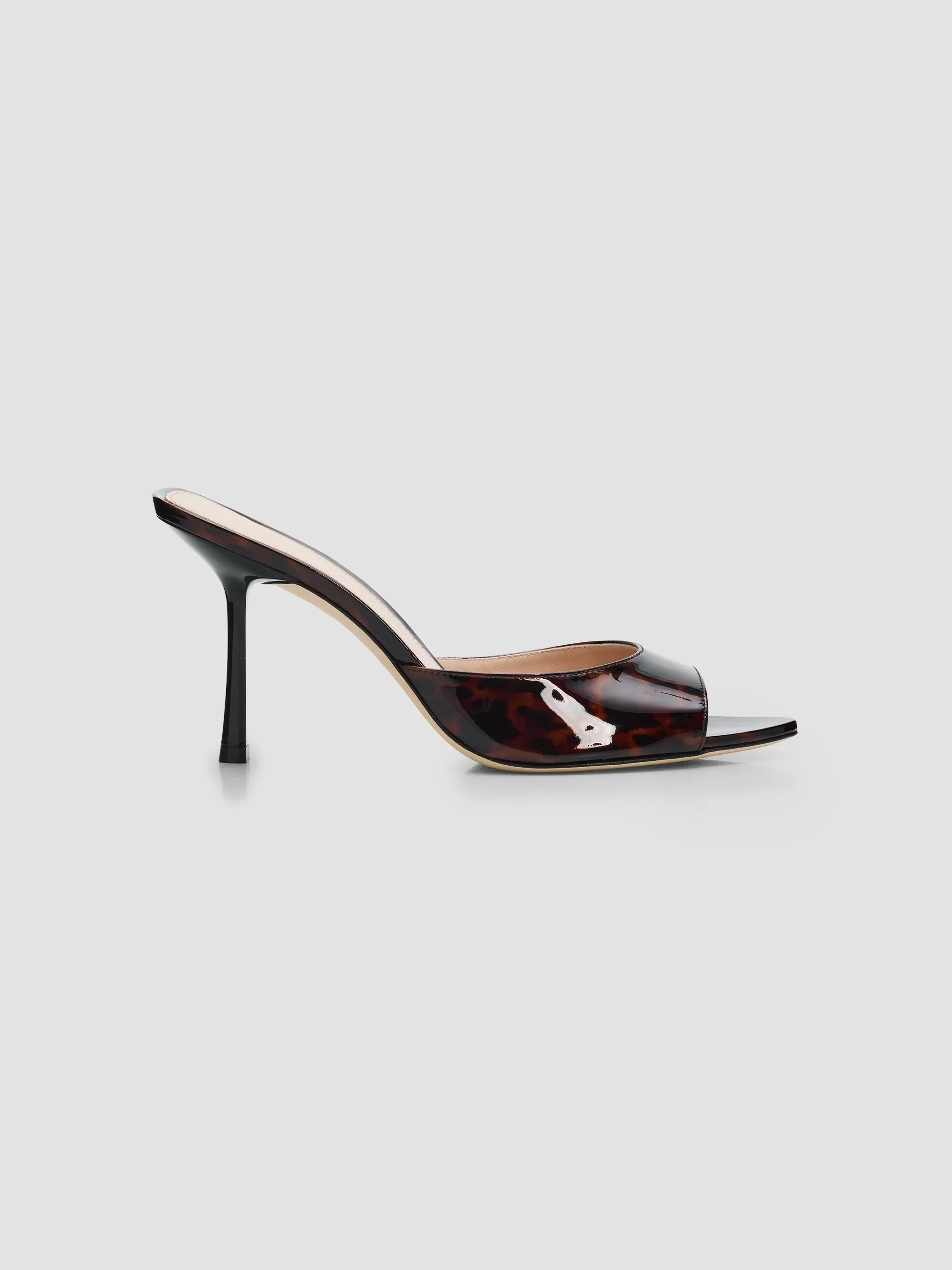 Women's Lexington 85MM Tortoiseshell Patent Leather Mules - Dark Brown - 1