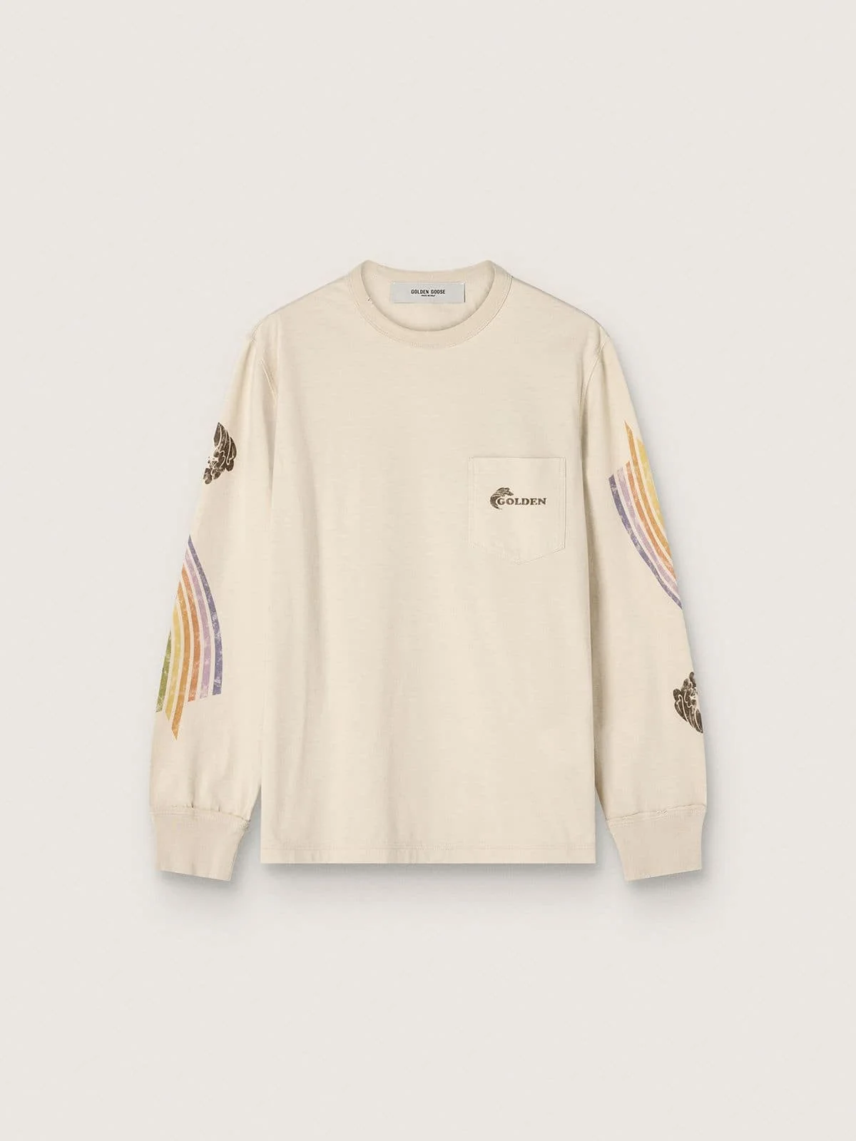 Unisex long-sleeved T-shirt in white cotton with multicolor print - 1