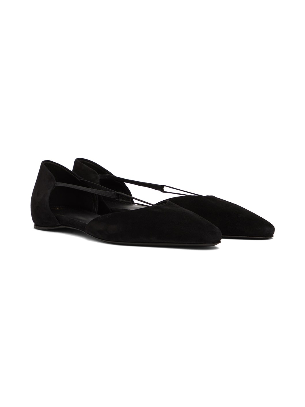 Black 'The Suede T-Strap' Ballerina Flats - 4