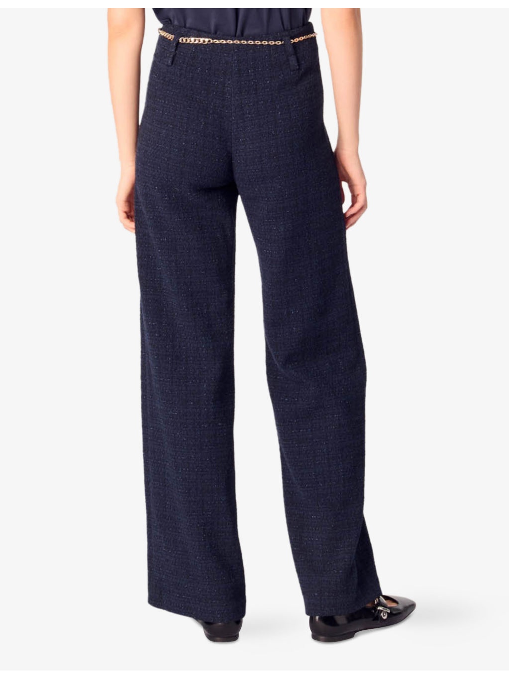 Patch-pocket high-rise wide-leg tweed trousers - 4