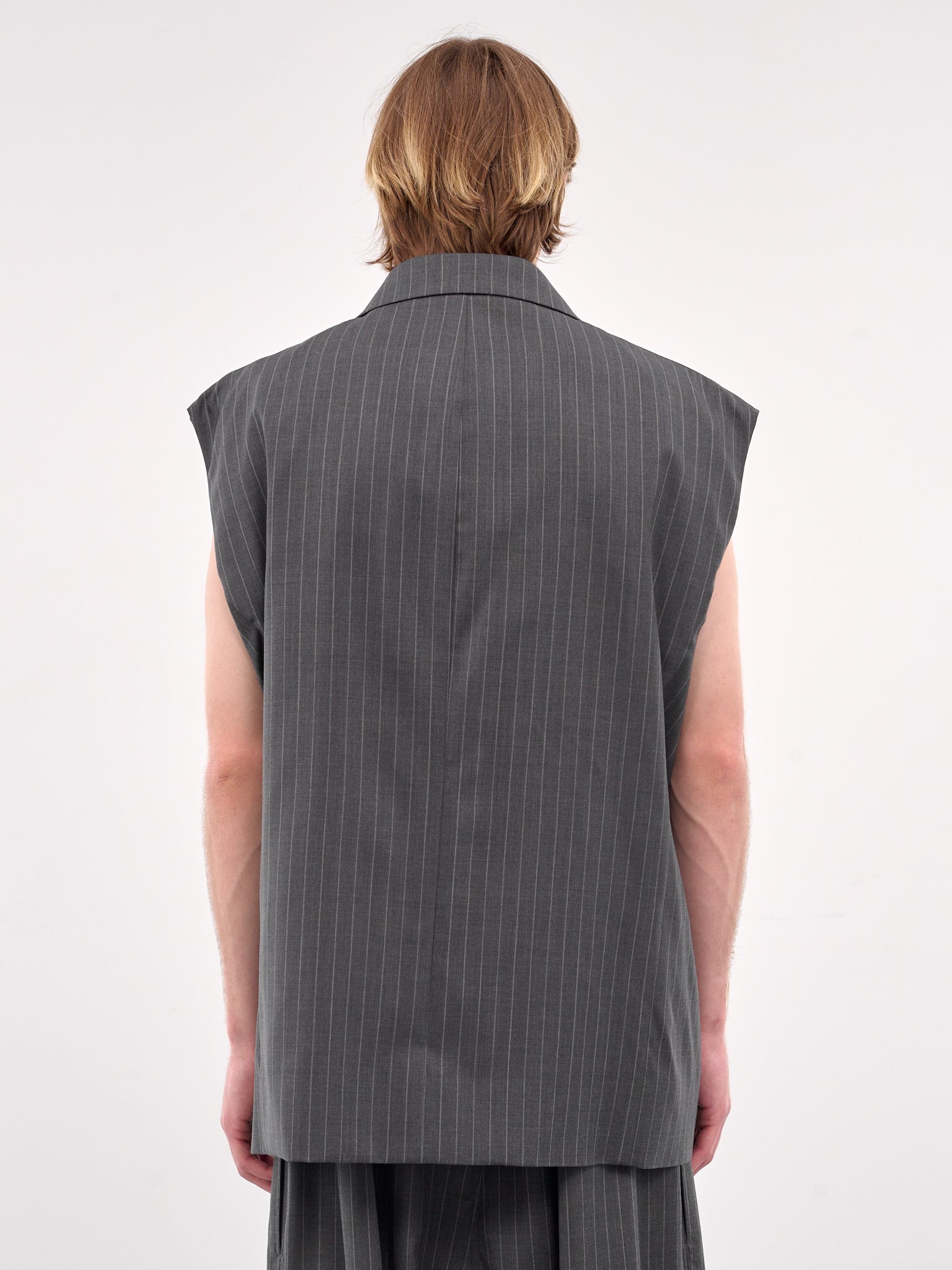 Peaked Lapel Sleeveless Blazer - 3
