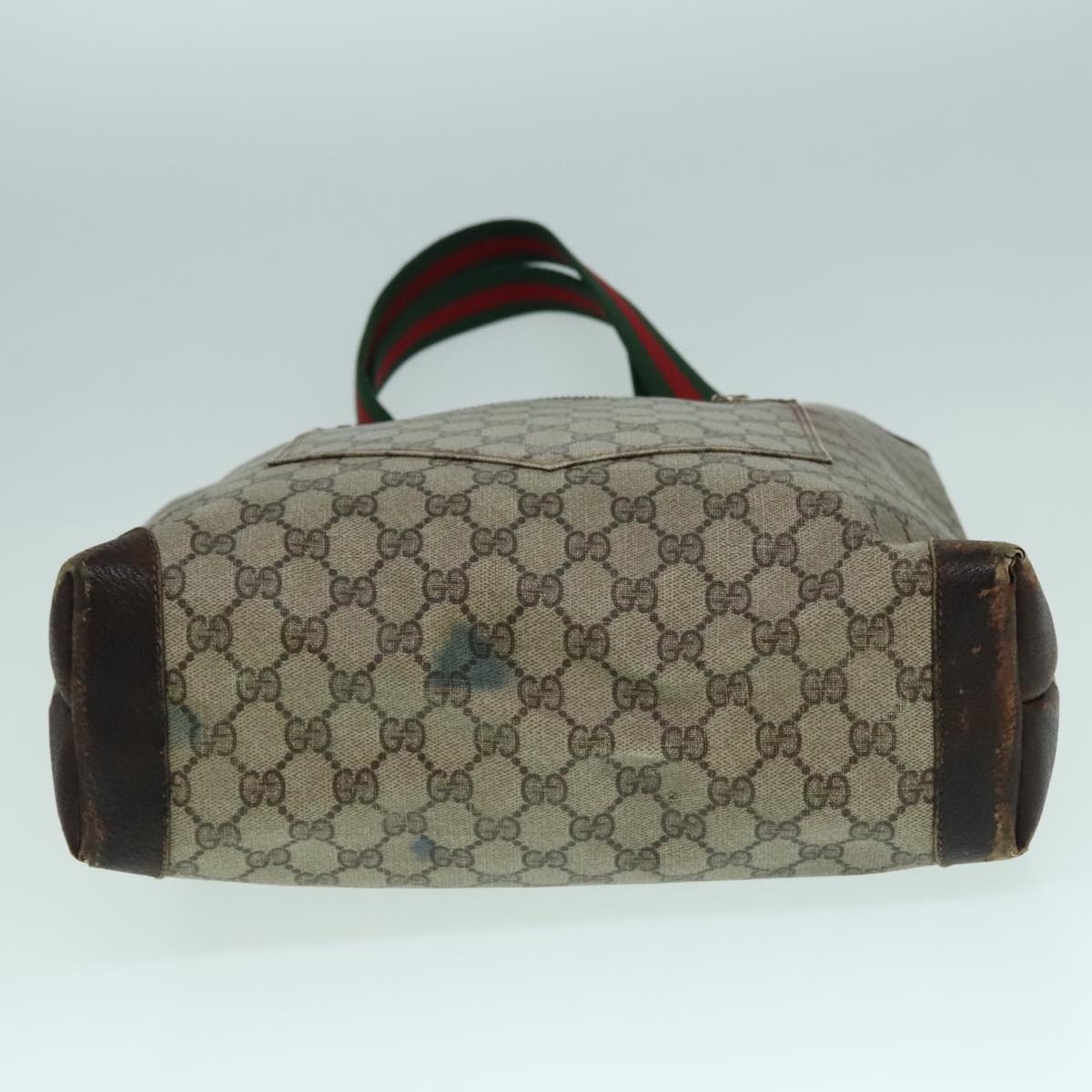 GUCCI GG Supreme Web Sherry Line Tote Bag Pvc Leather Beige 38 38 - 7