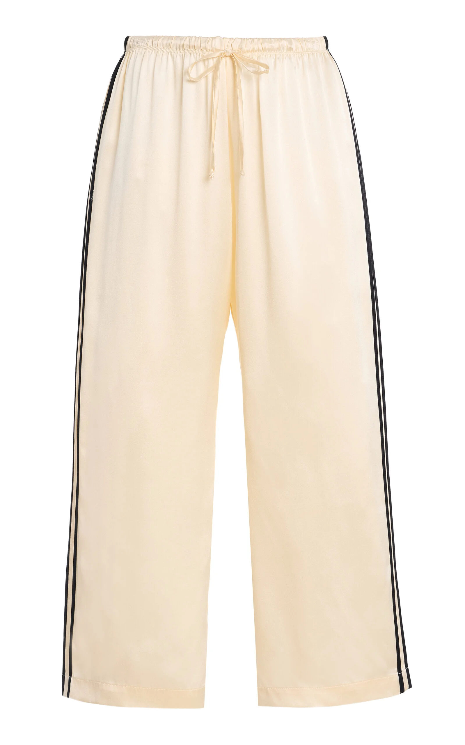 Striped Silk Wide-Leg Cropped Pants ivory - 1