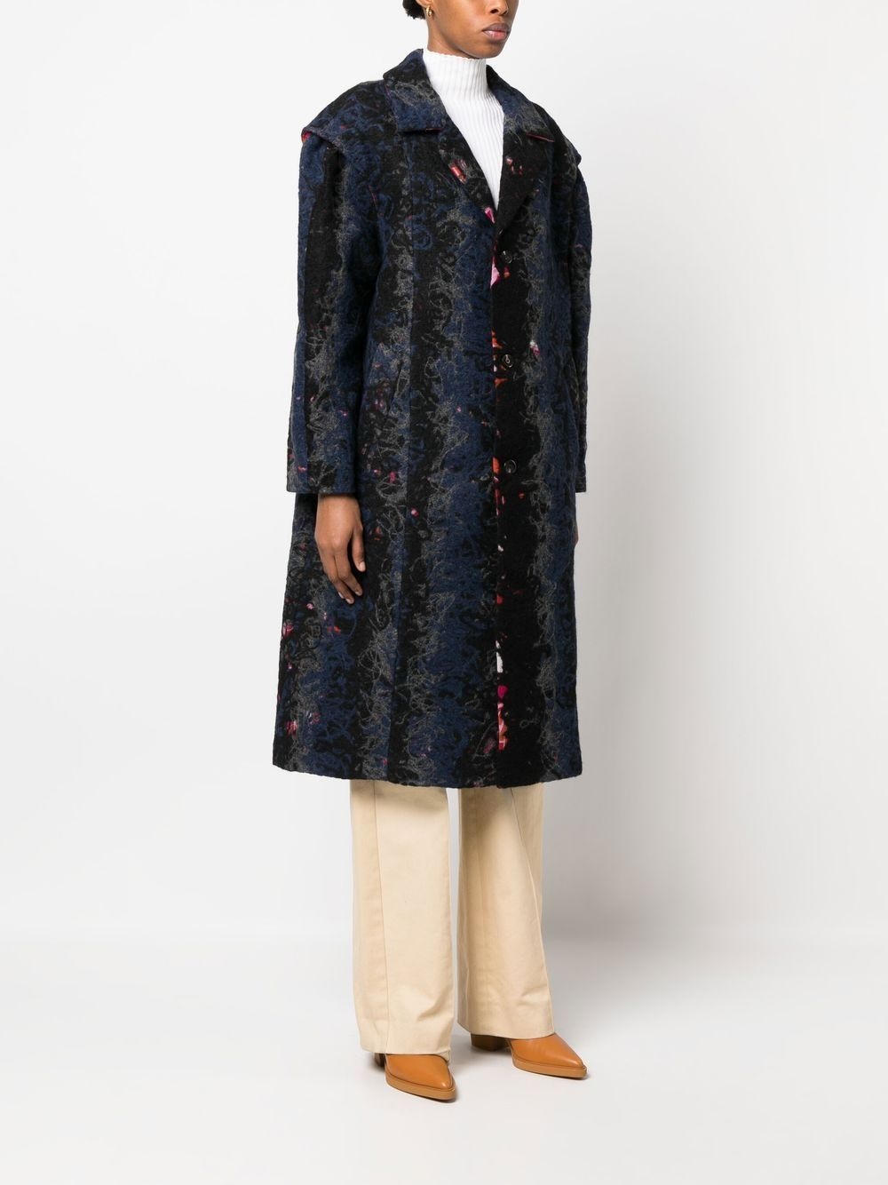 single-breasted recycled wool coat - 3