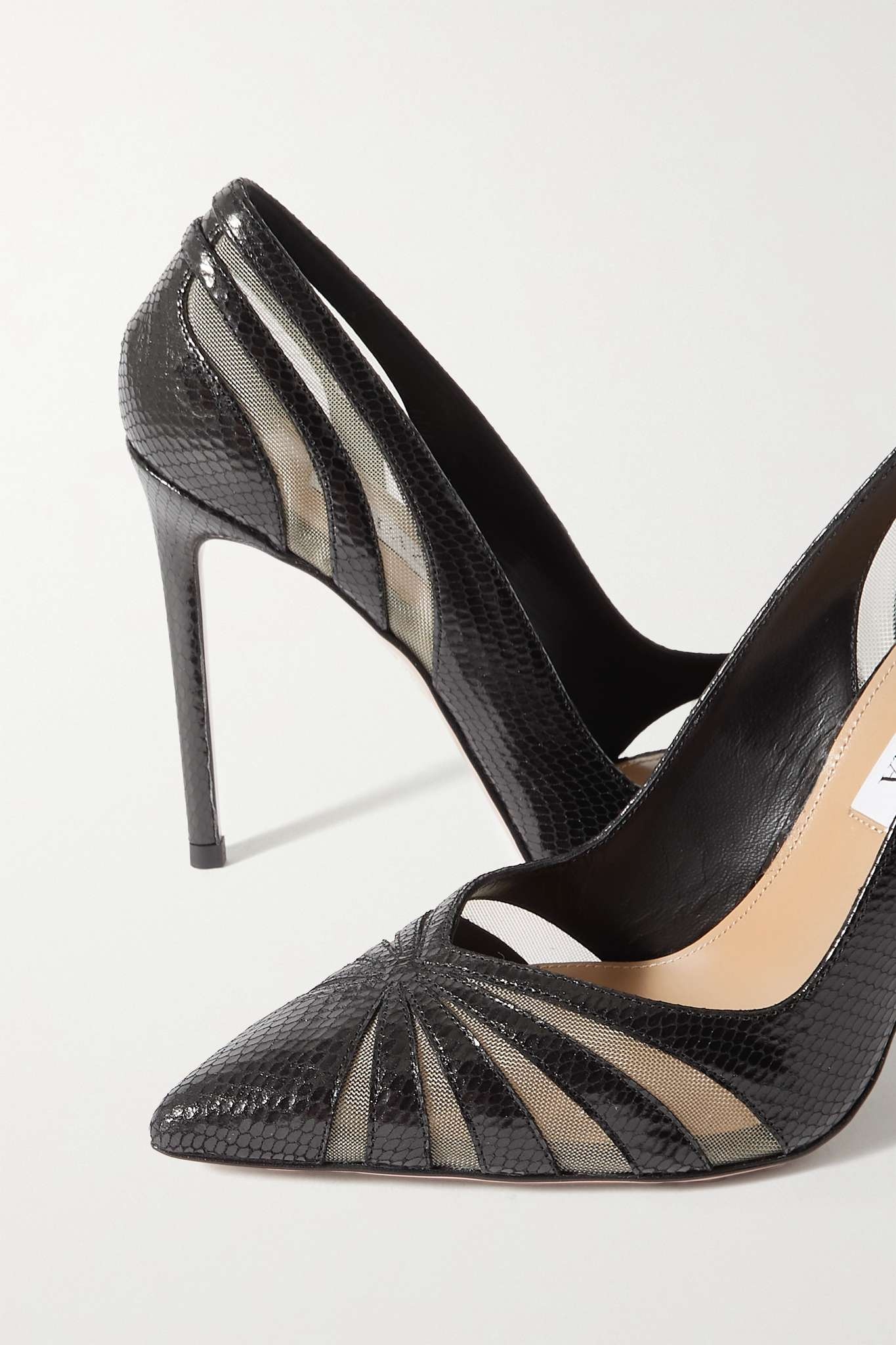『1年保証』 AQUAZZURA The Spy 105 mesh-paneled snake-effect leather ウェア