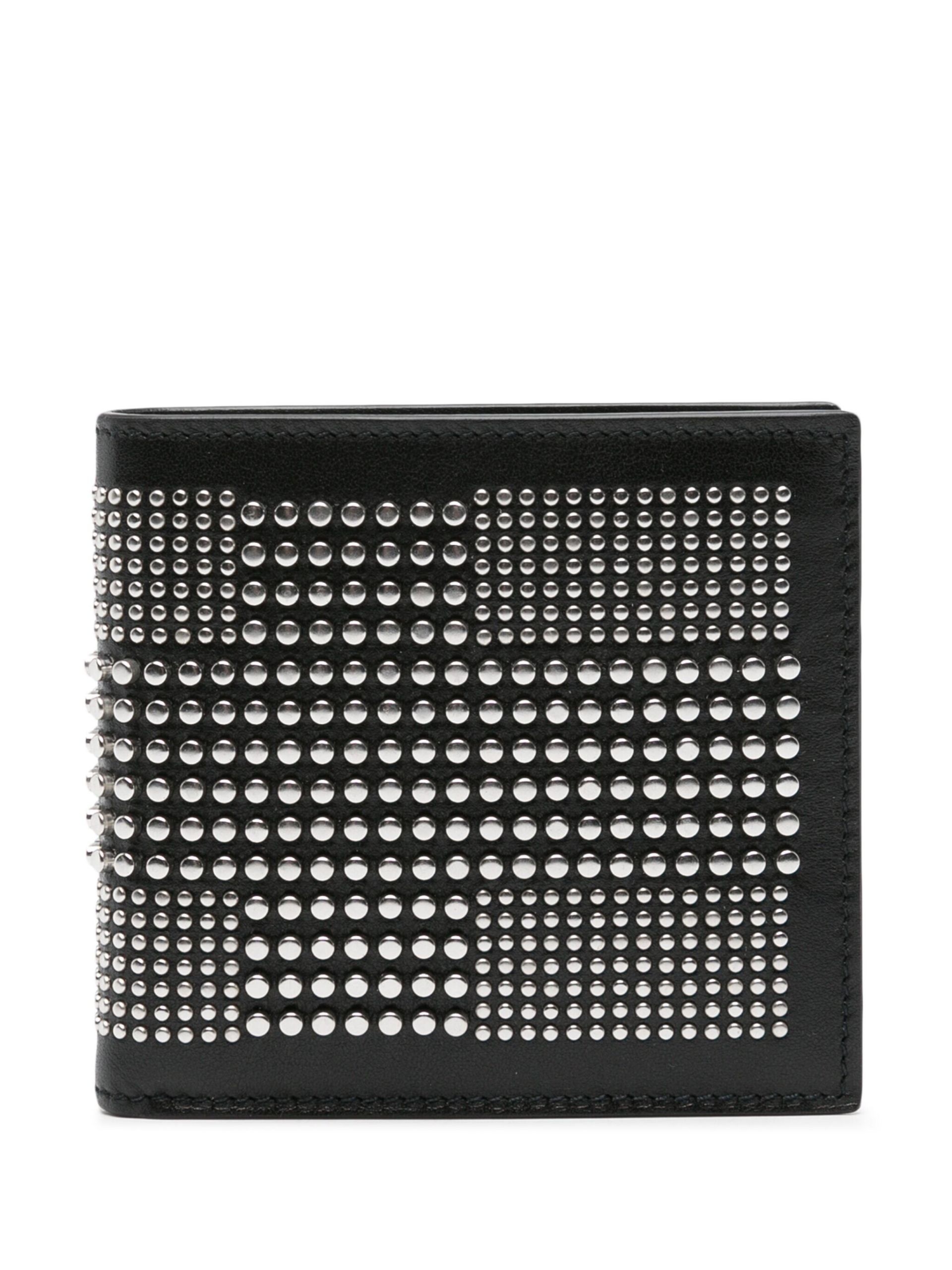black studded bi-fold leather wallet - 1