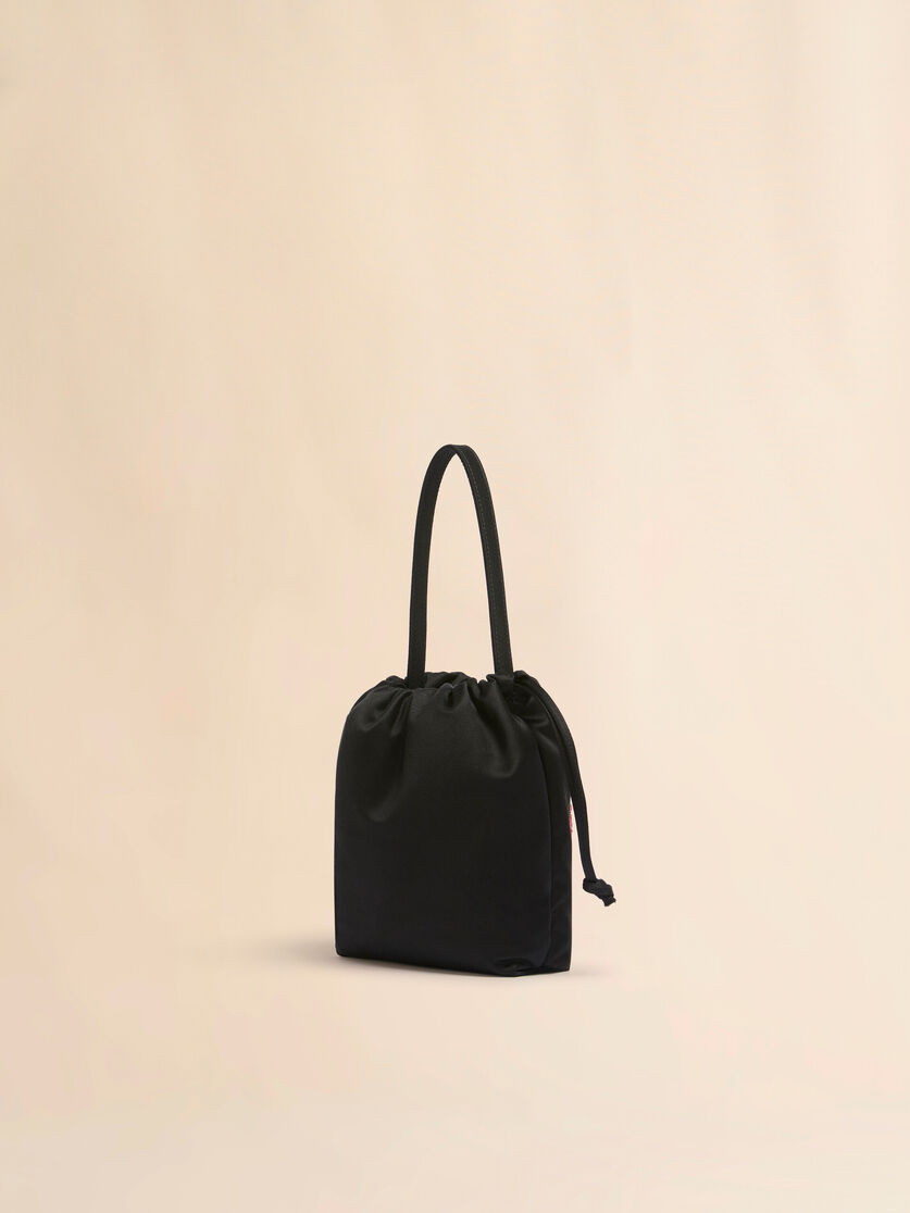 BLACK SATIN SCRUNCHIE SMALL DRAWSTRING BAG - 3