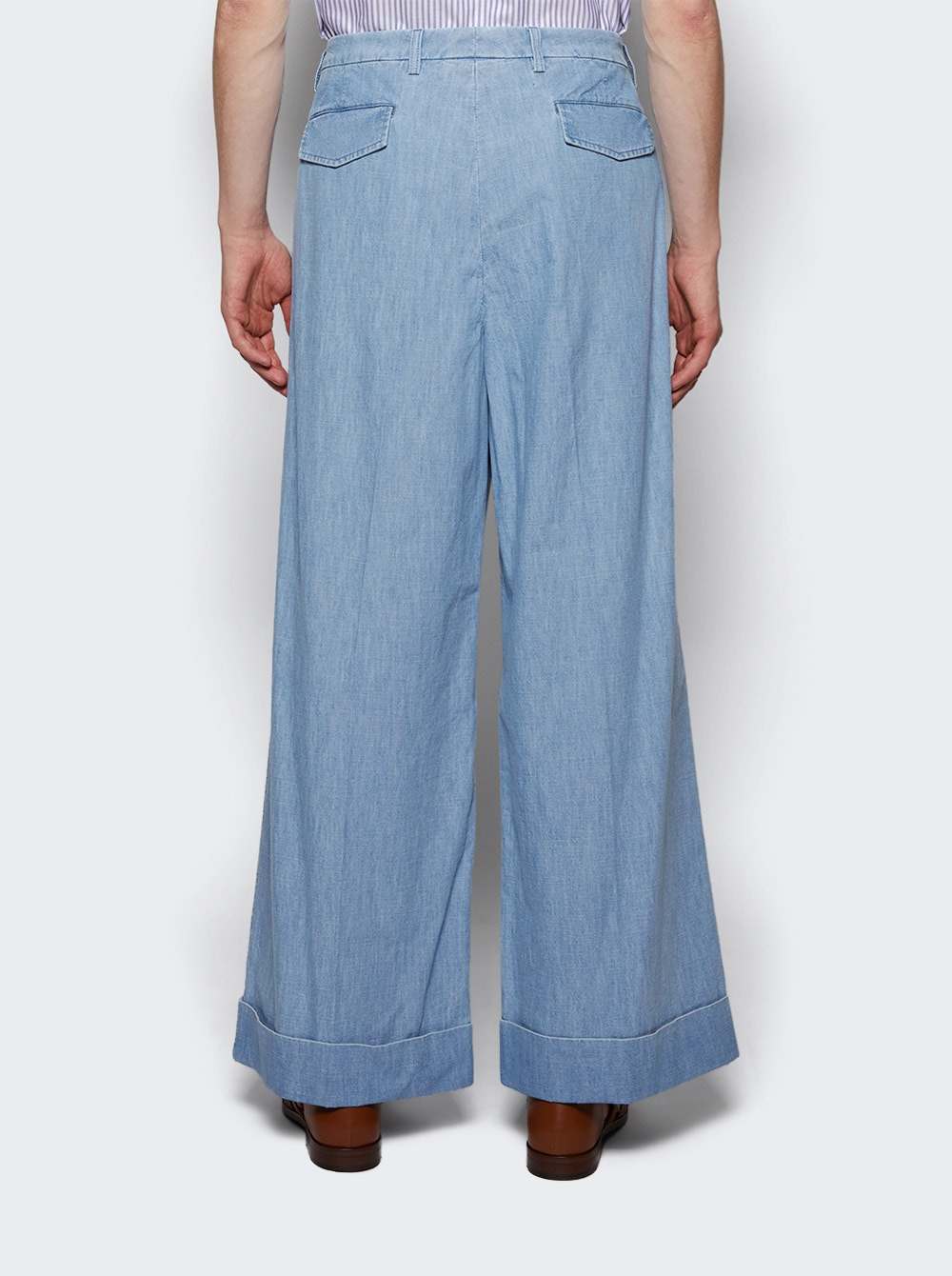 Cuffed Denim Trousers Blue - 5