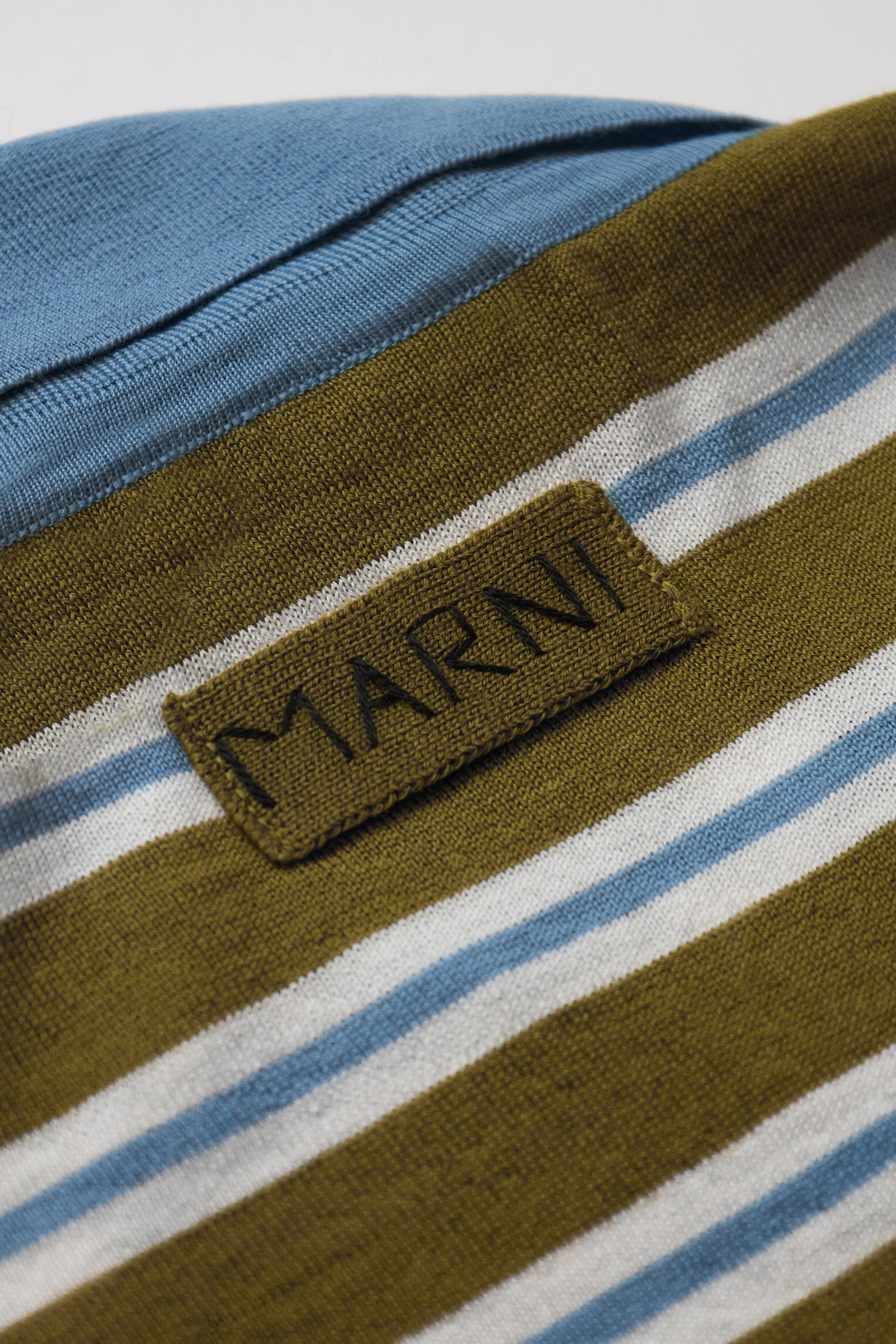 Marni Ribbed Stripe Light Wool Polo Shirt Grass - 3