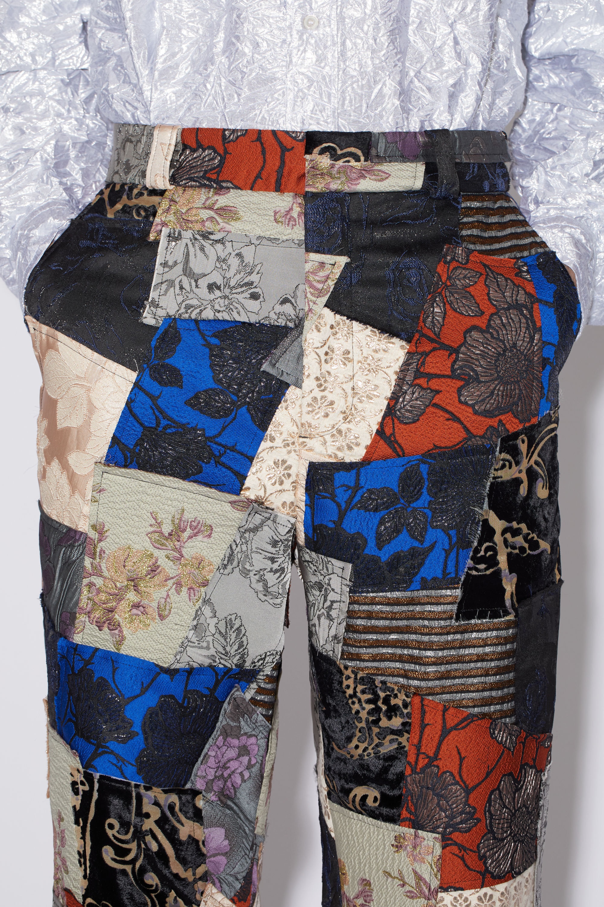 Patchwork regular fit trousers - Silver/dark blue - 5