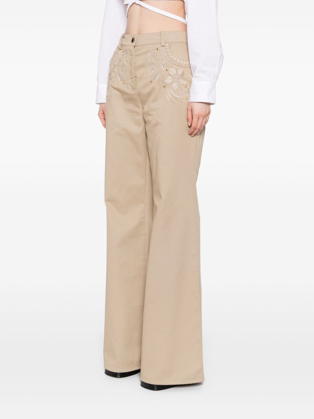 embroidered gabardine pants - 3