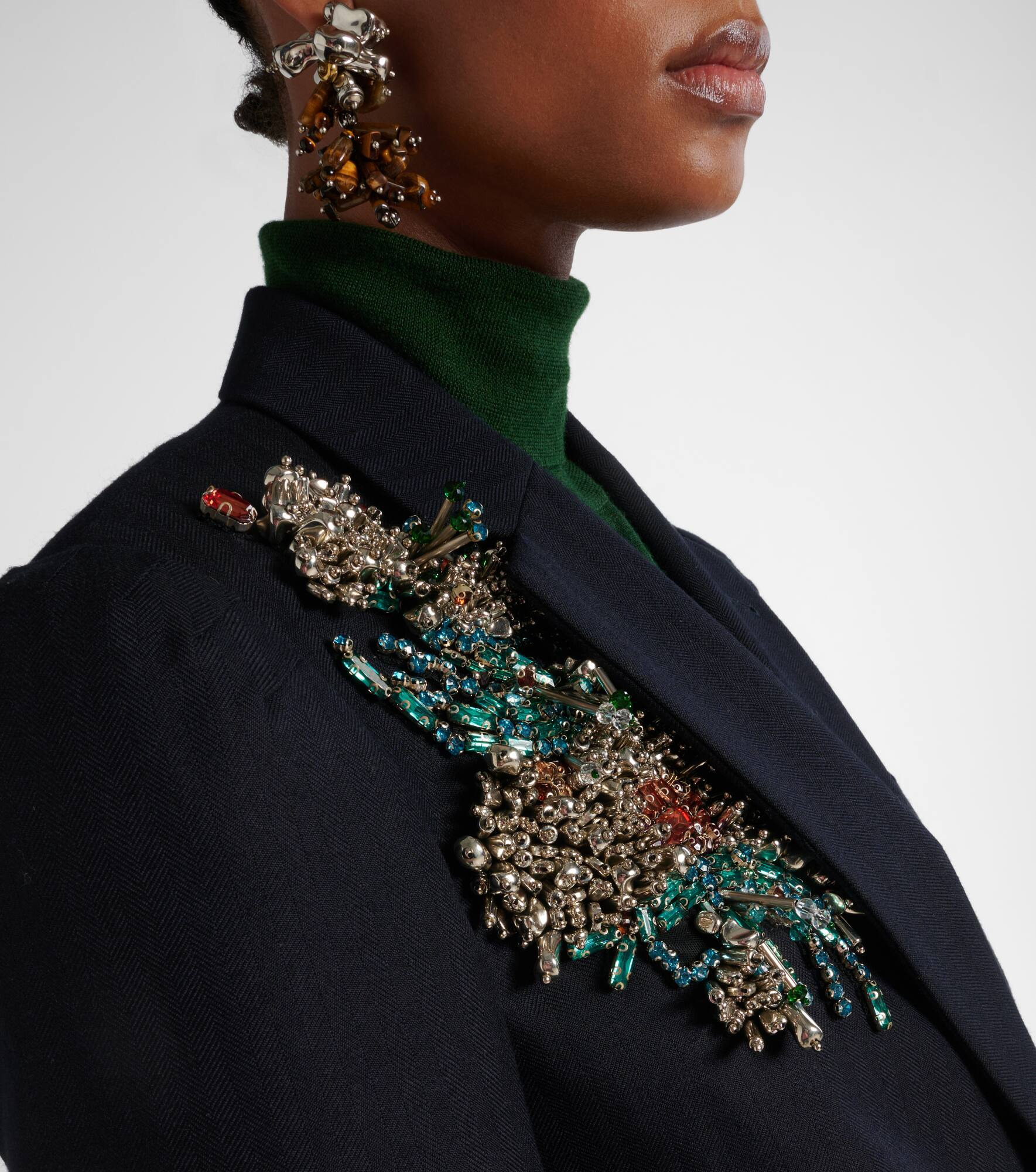 Double-breasted embellished wool blazer - 4