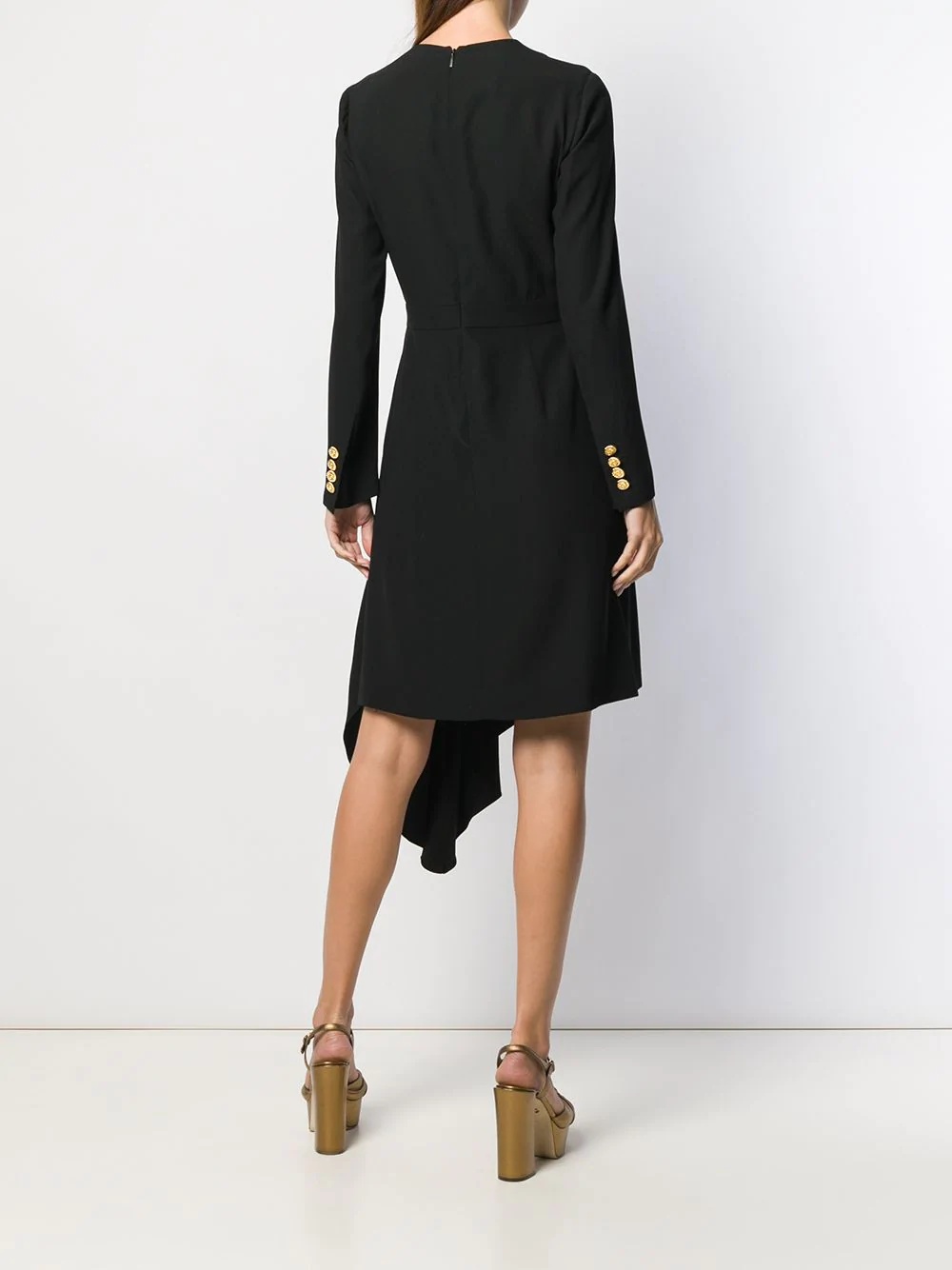 draped detail asymmetric dress - 4