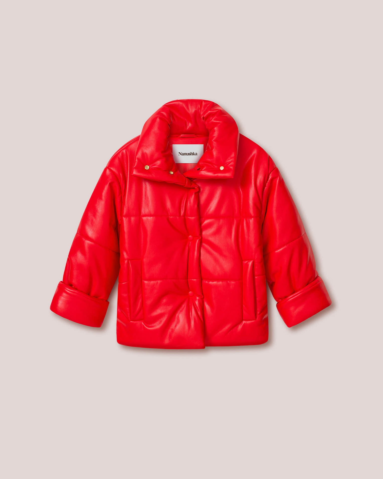 HIDE - Vegan leather puffer coat - Red - 1