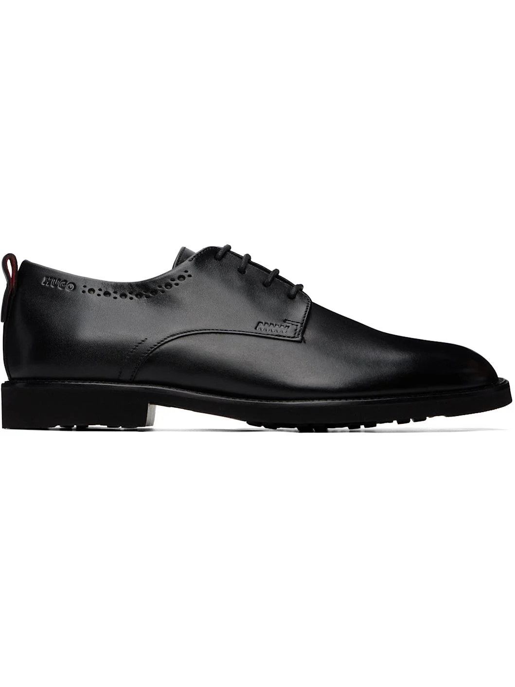 Black Leather Brogue Details Derbys - 1
