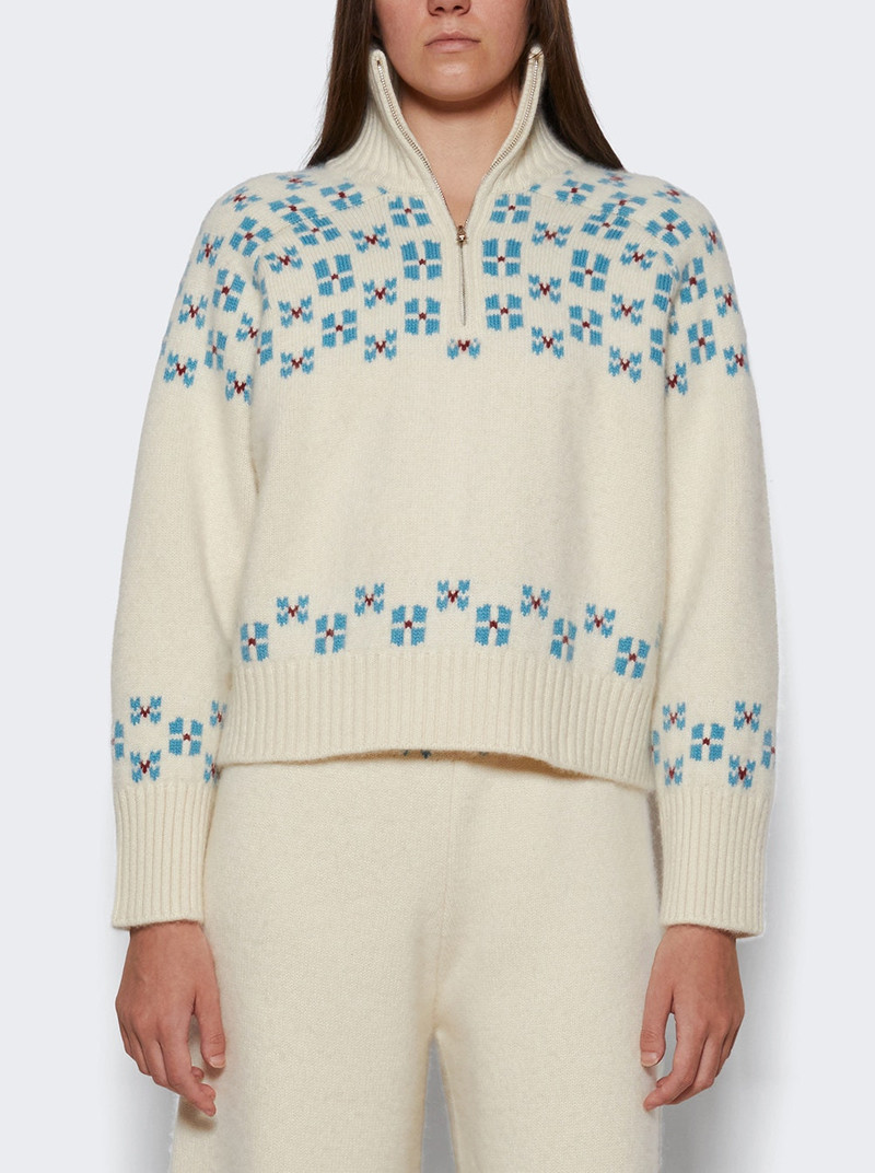CALLE DEL MAR Winter Fair Isle Half-zip Sweater Natural outlook