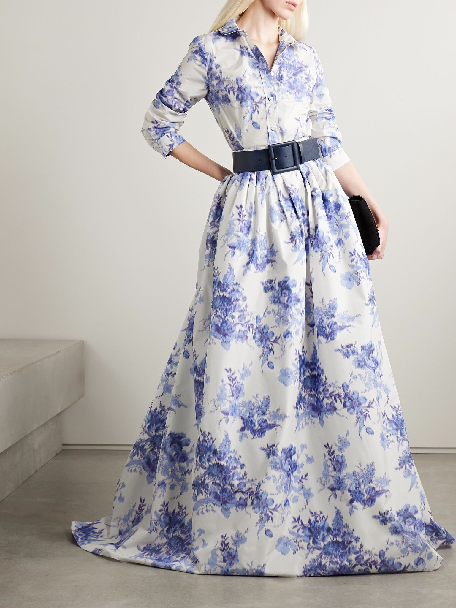 Icon floral-print taffeta shirt Blue - 2
