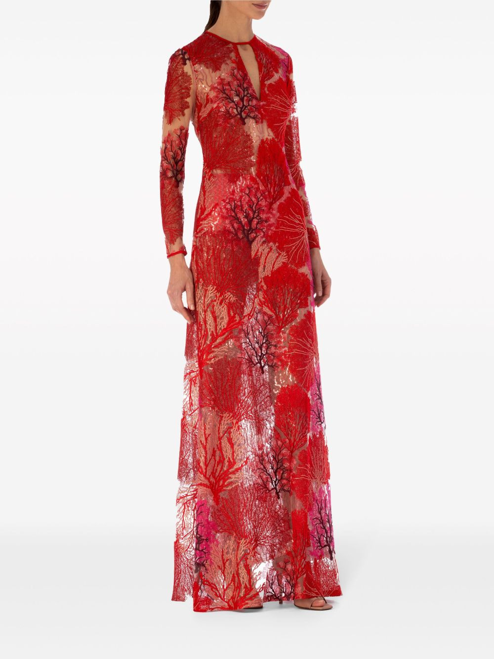 Enys coral-embroidered dress - 3