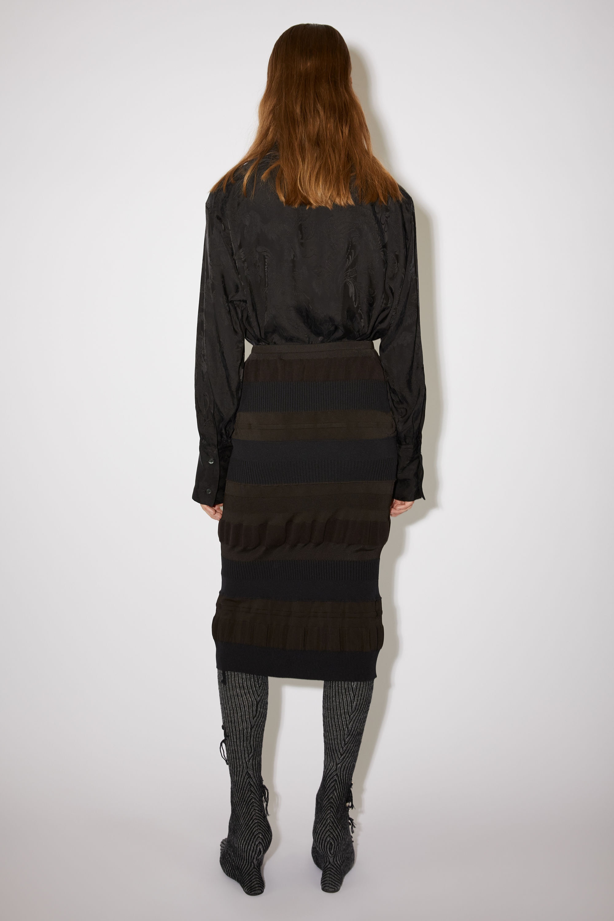 Mixed ribbed skirt - Black - 3