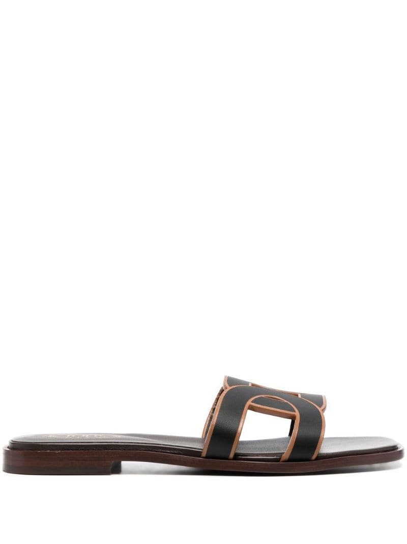 leather logo strap sandals - 1