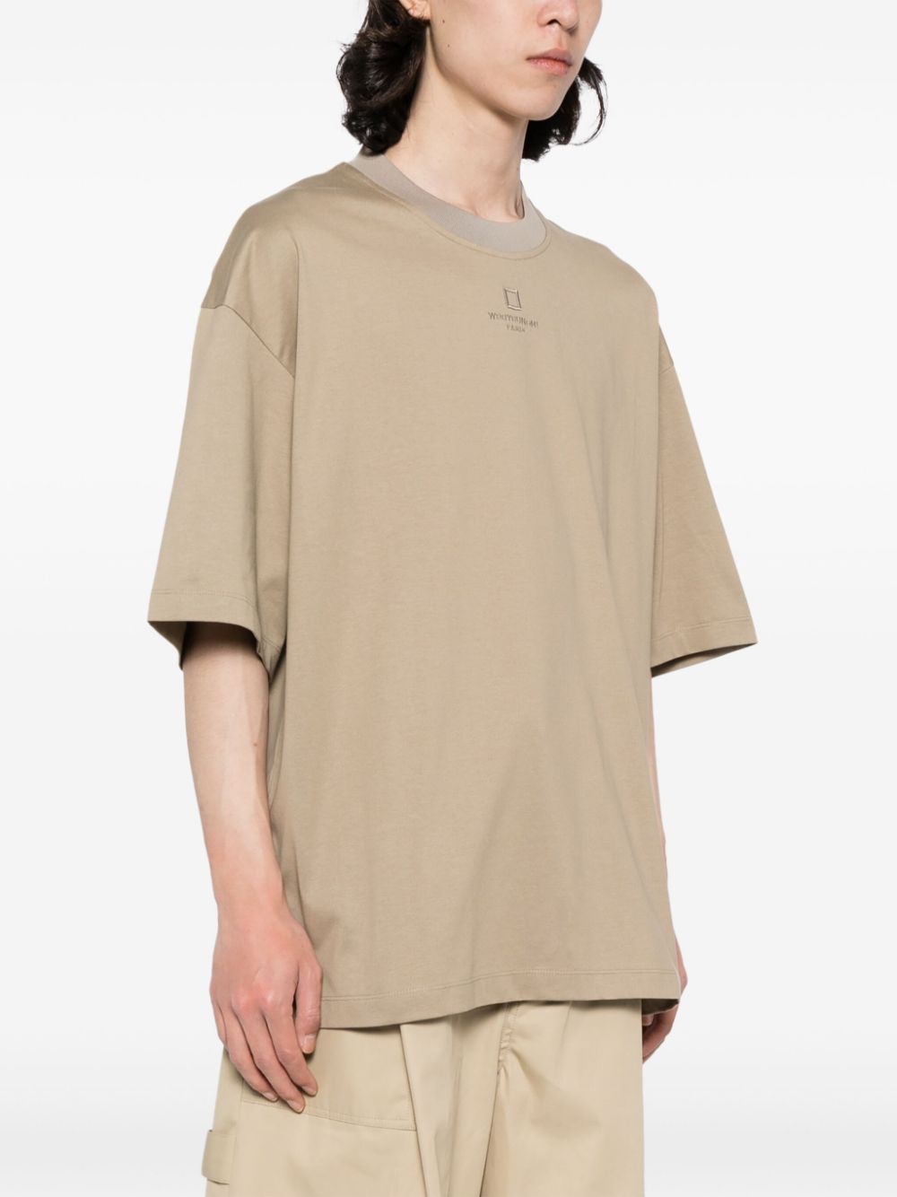 logo-embroidered cotton T-shirt - 3