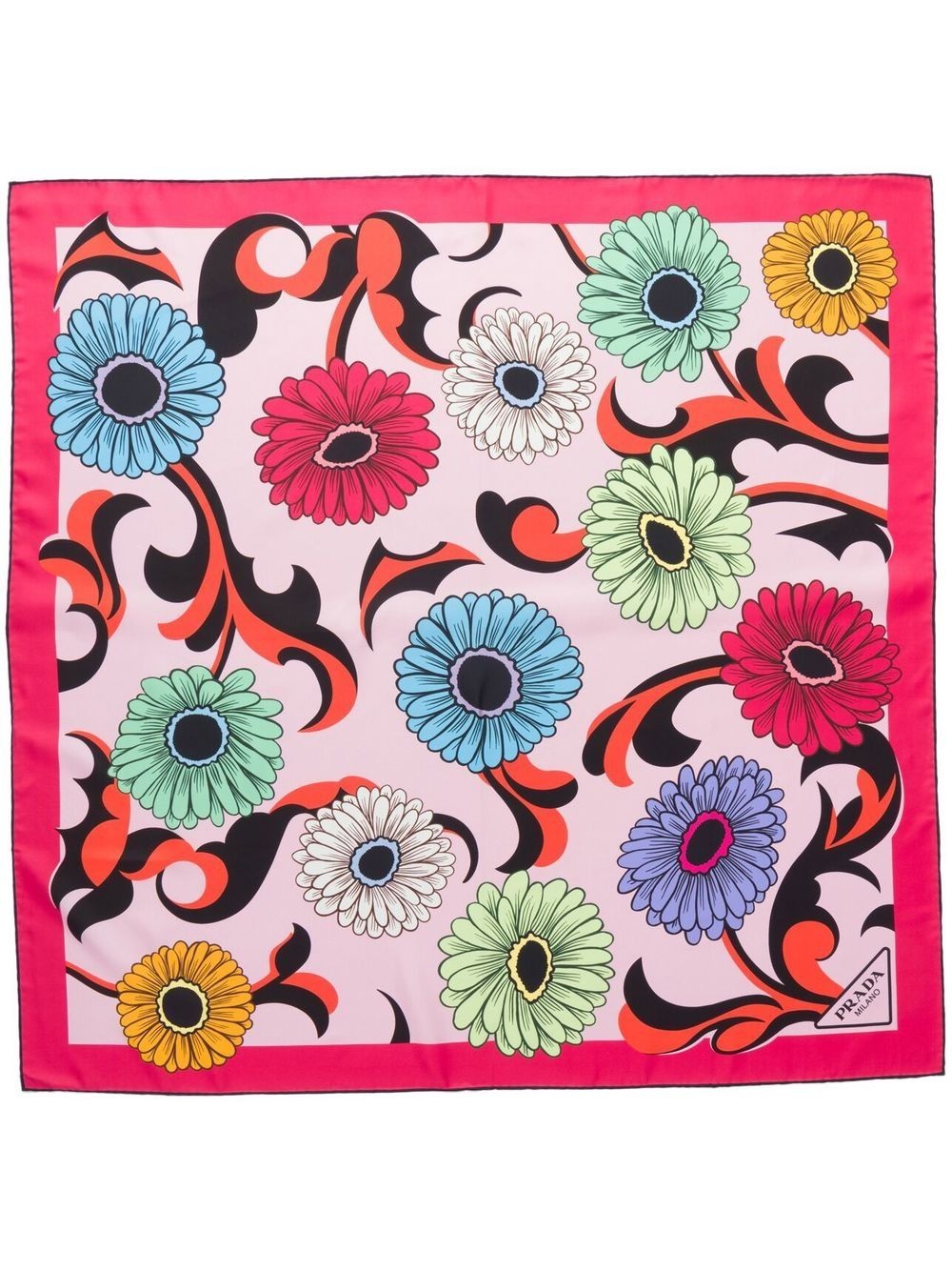 pop-retro floral-printed silk scarf - 3