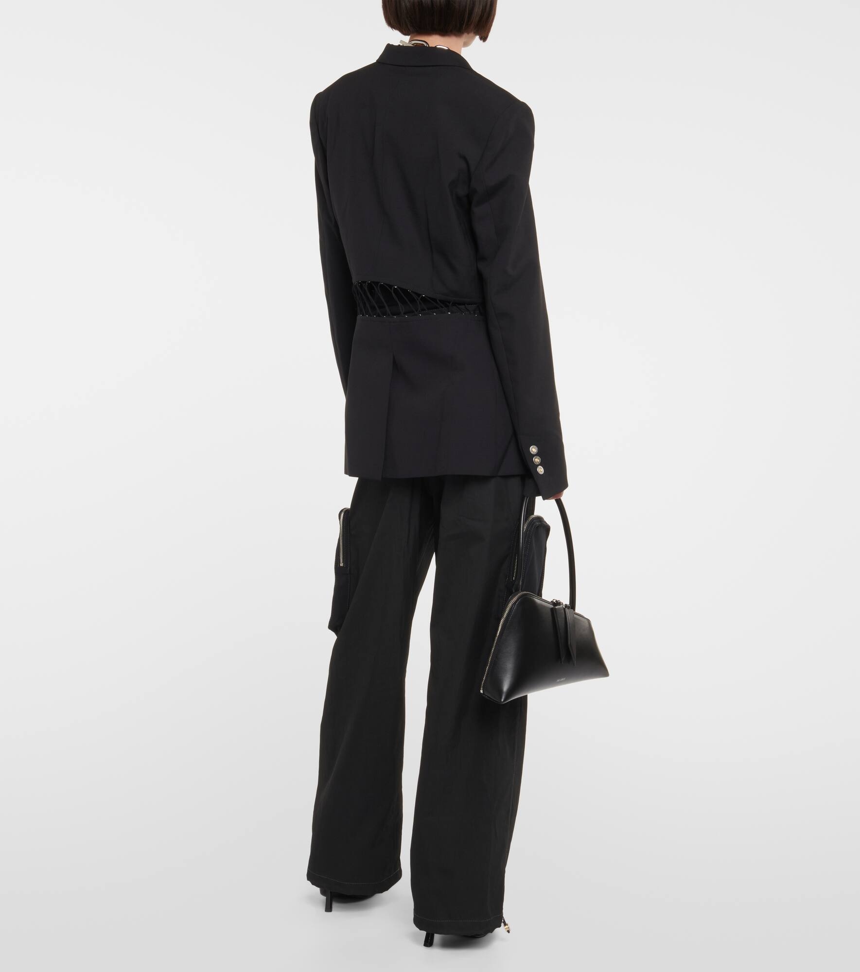 Lace-trimmed cutout wool blazer - 3
