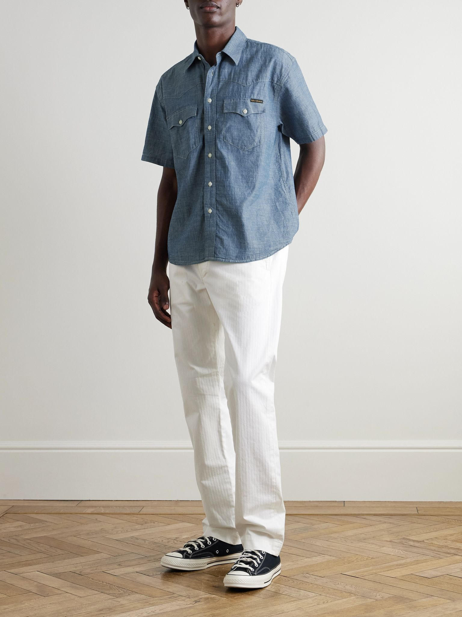 Cotton-Chambray Western Shirt Blue - 2