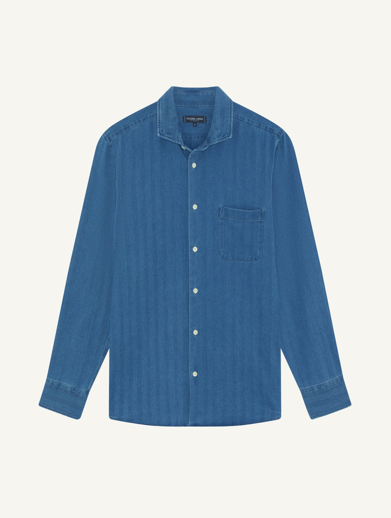 EMILIO HERRINGBONE DENIM SHIRT 1