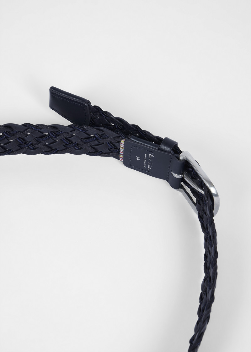 Black And Navy Leather Mixed Weave Belt 3