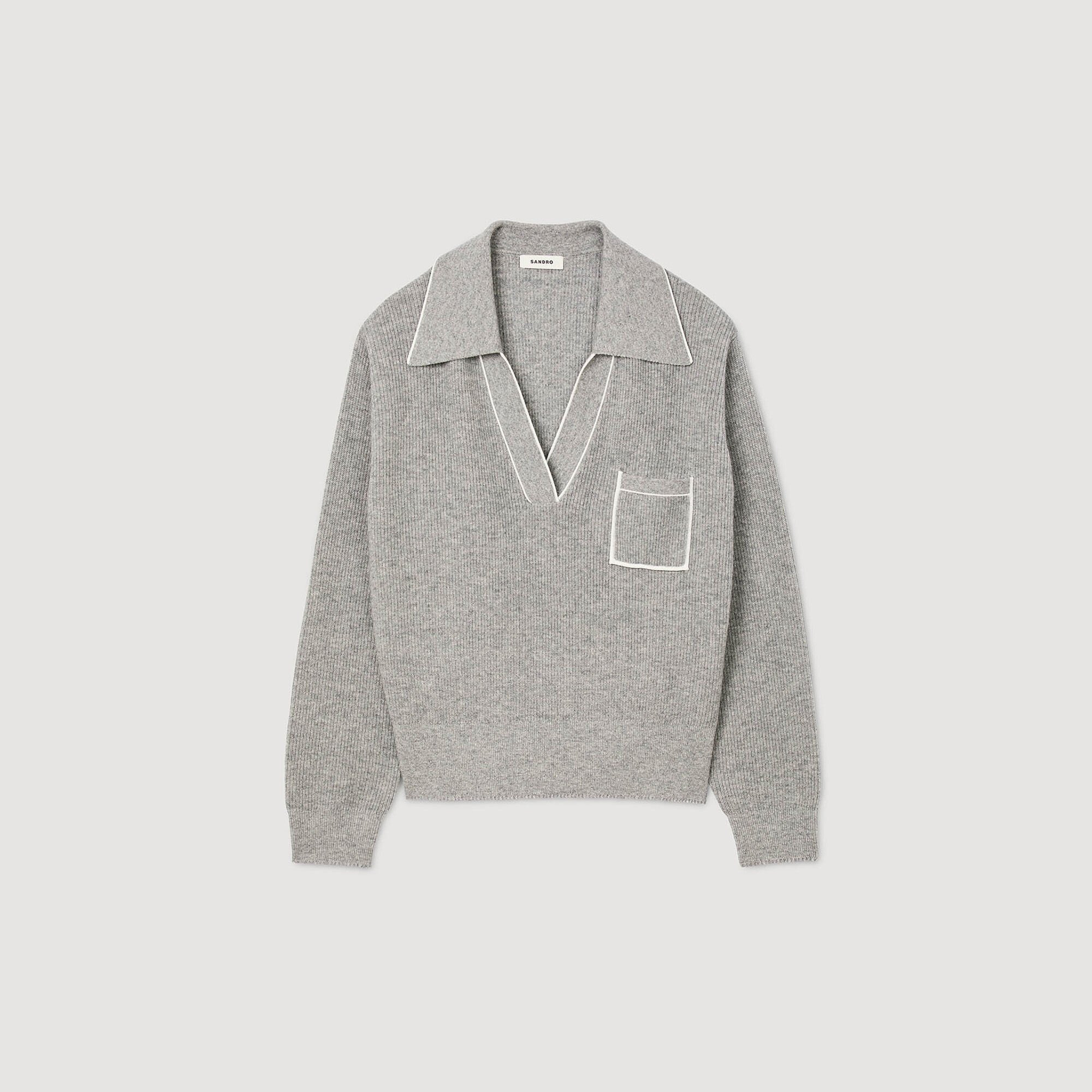 OPEN POLO-COLLAR NECK SWEATER - 6