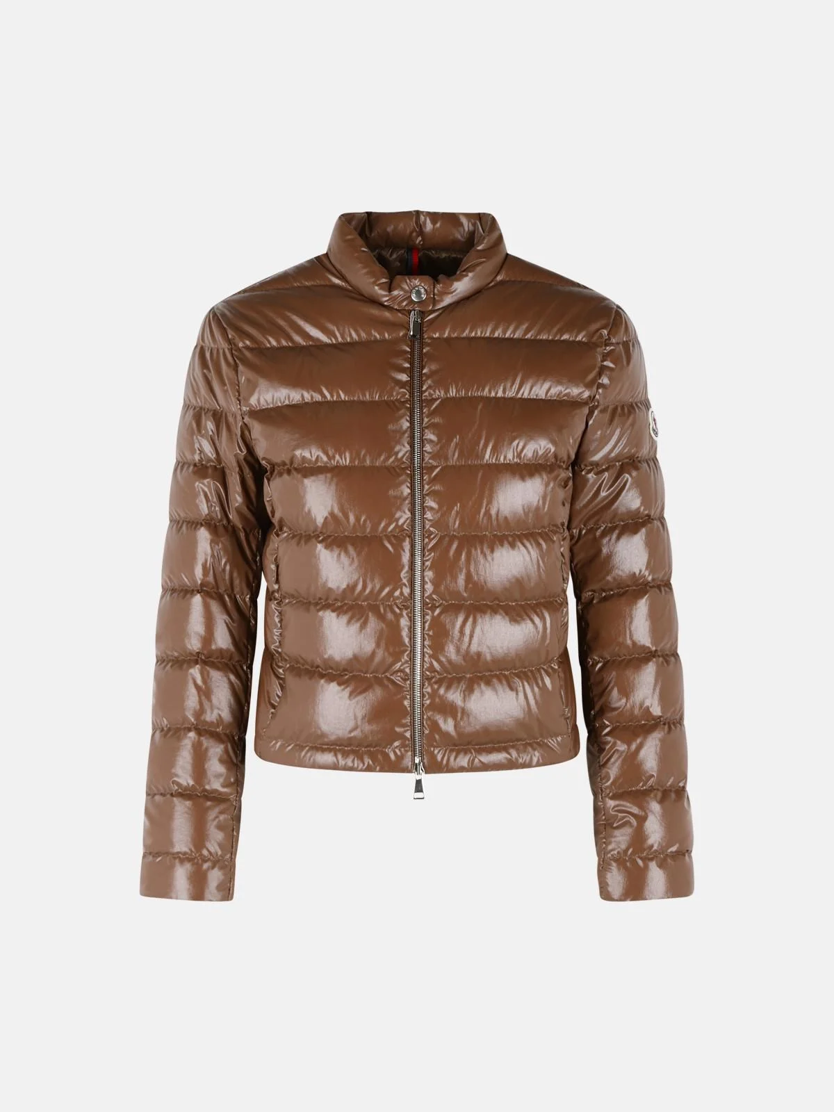 'PAPILLON' SHORT BROWN POLYAMIDE DOWN JACKET - 1