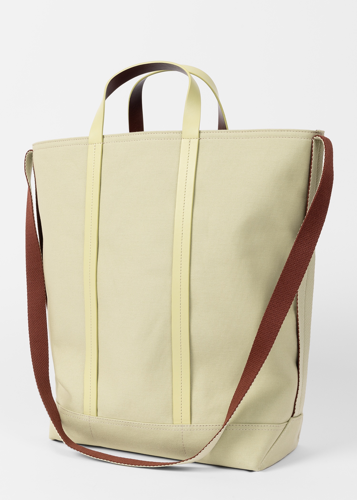 Beige Canvas Reversible Tote Bag With Shoulder Strap - 6
