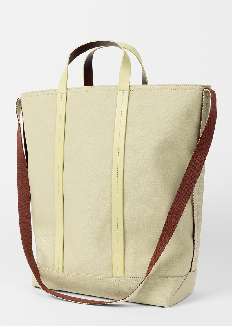 Beige Canvas Reversible Tote Bag With Shoulder Strap 6