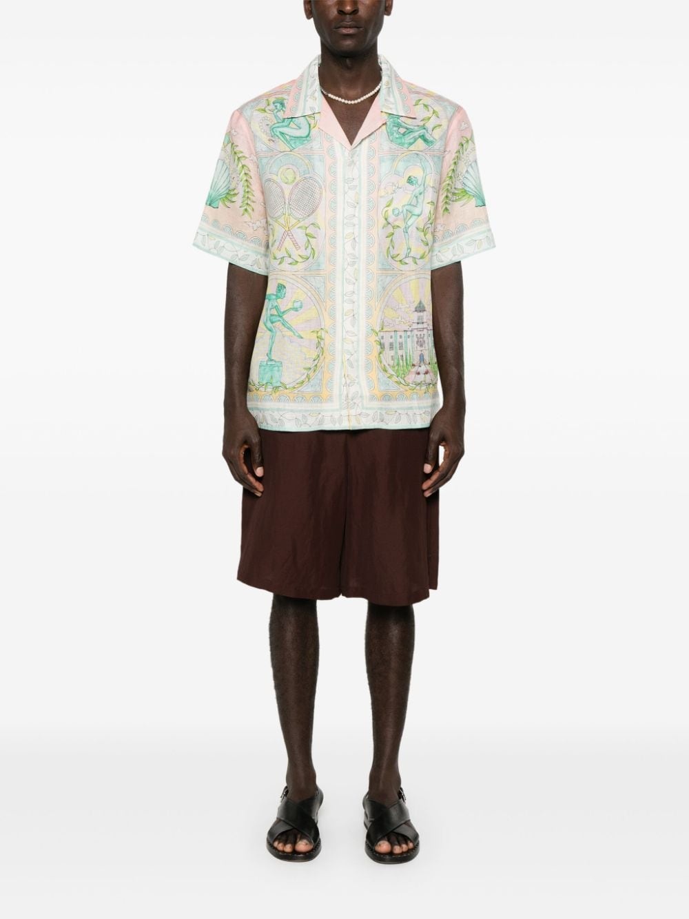 Vase-print linen shirt - 2