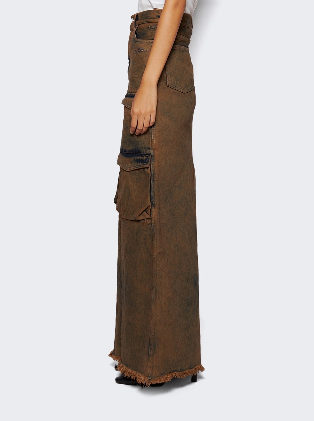 Denim Cargo Skirt Brown - 4