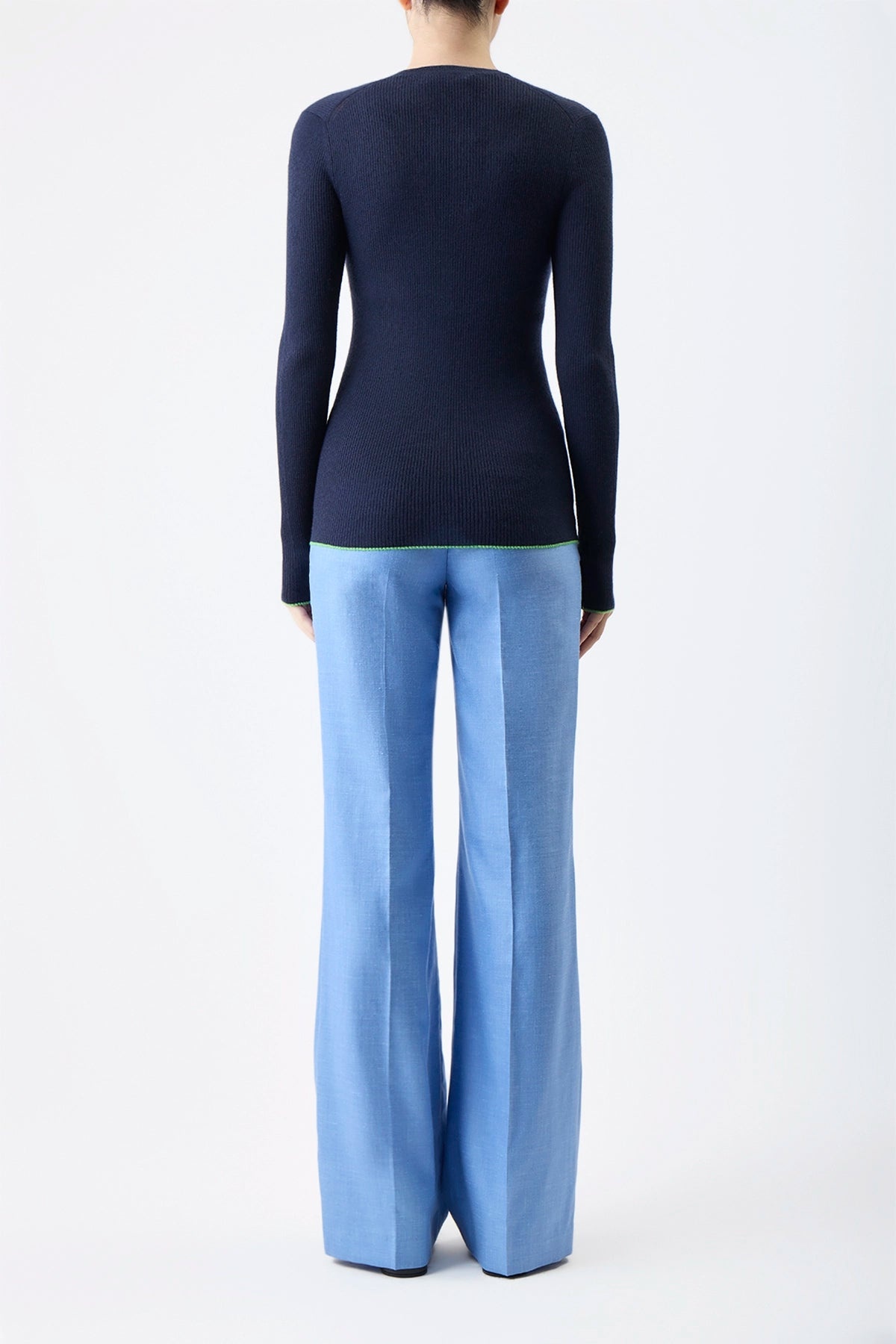 Addison Knit Cardigan in Navy Cashmere Silk - 4
