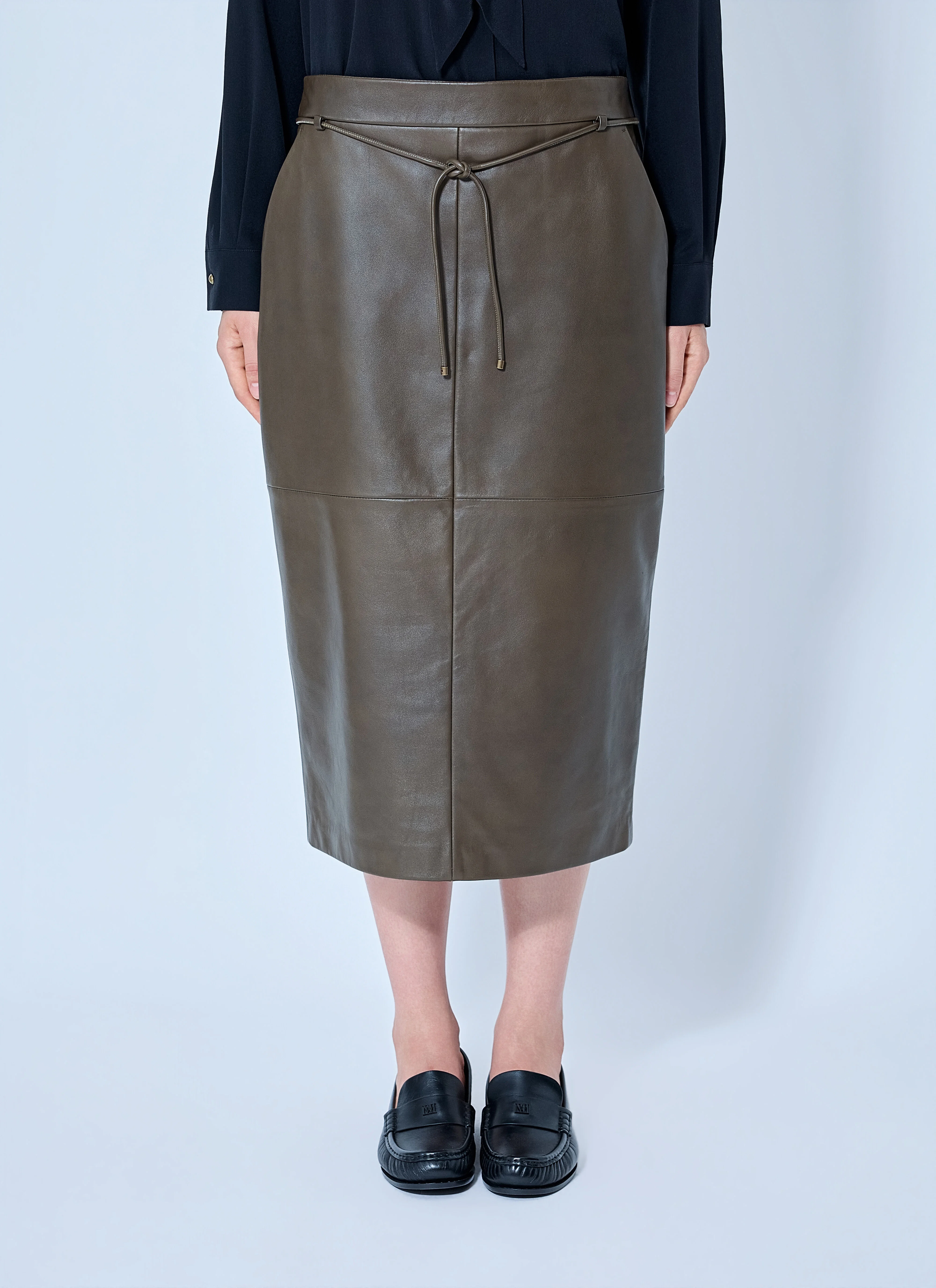 Leather Midi Skirt - 1