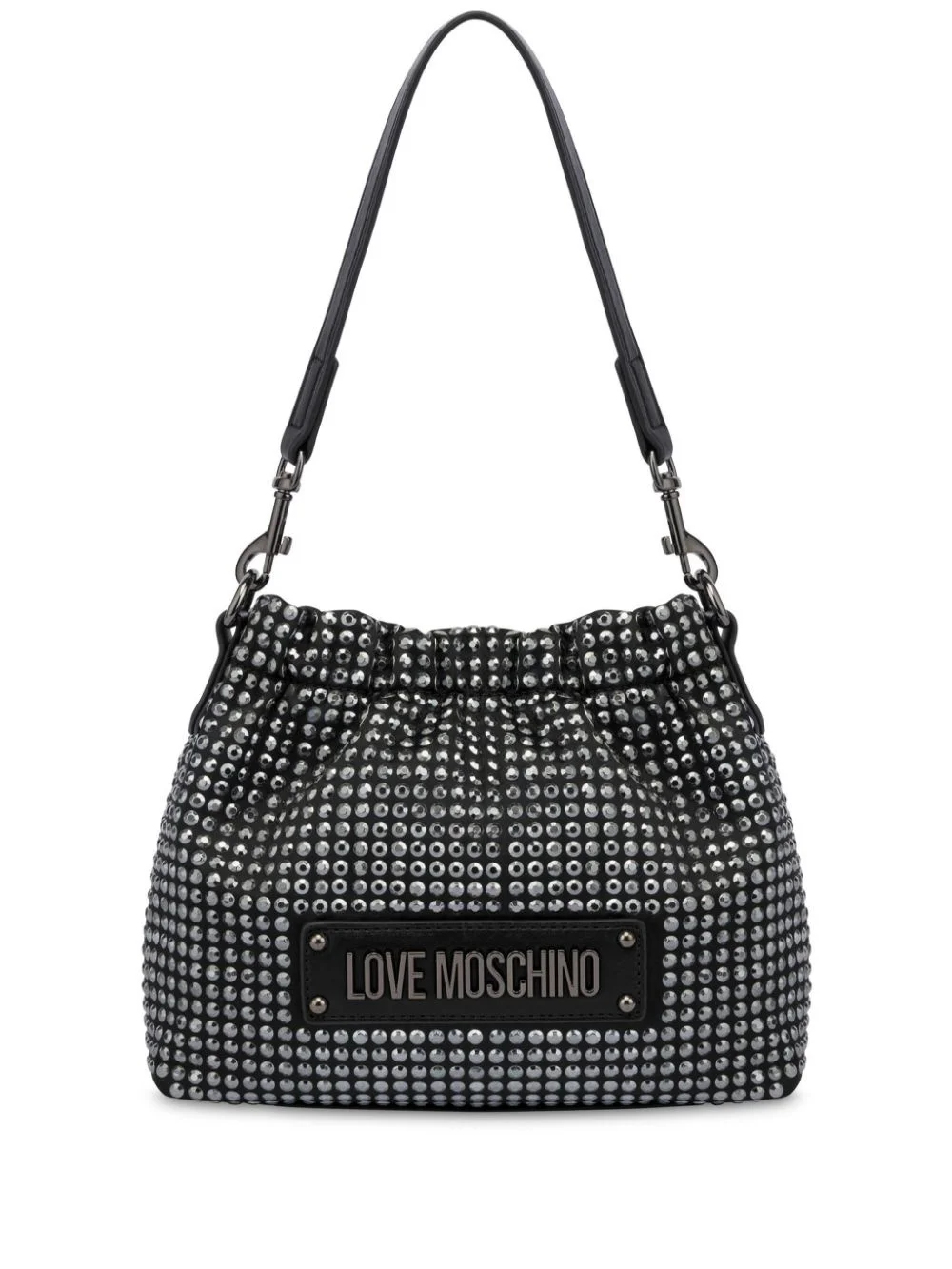 logo-plaque studded cross body bag - 1