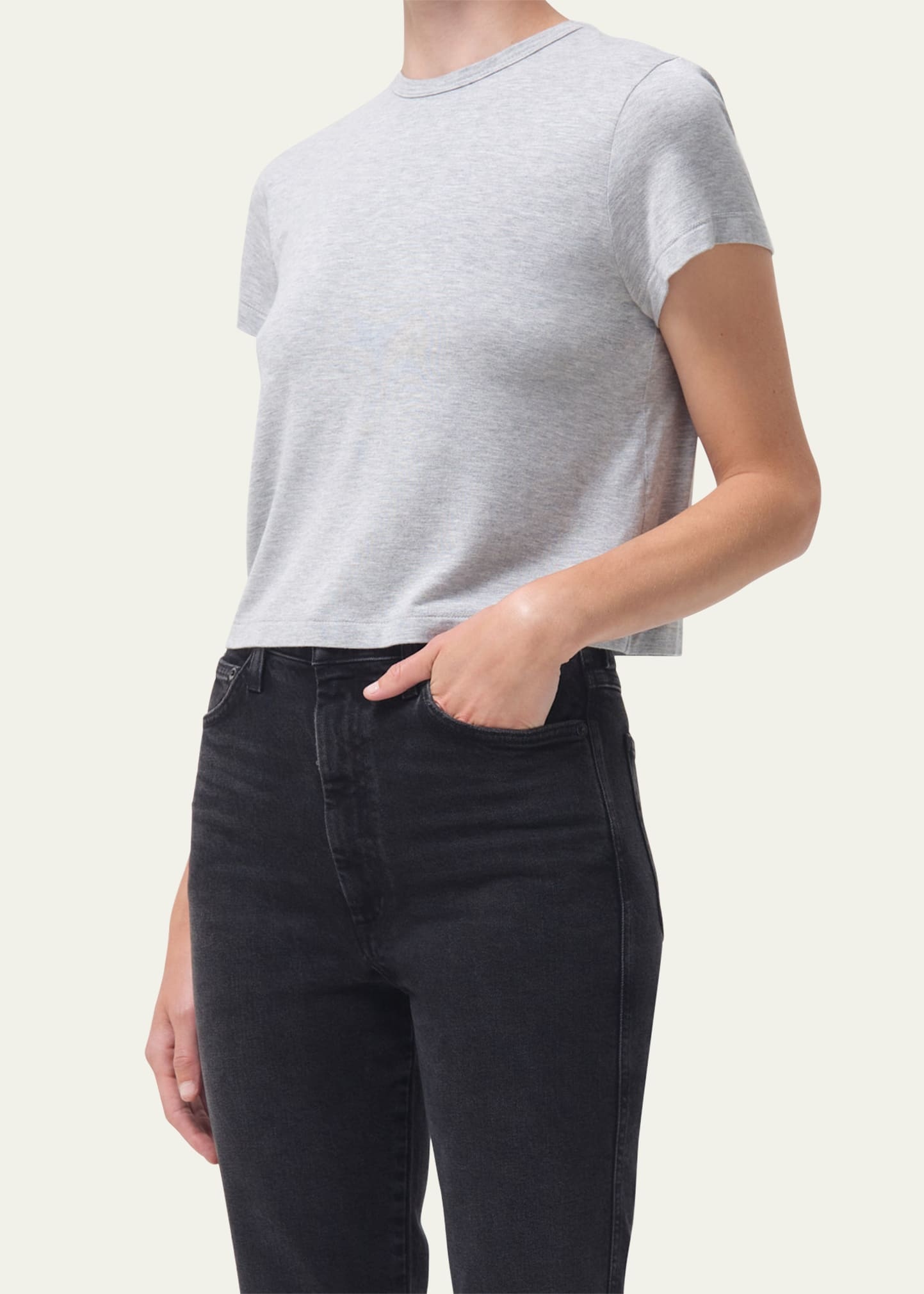 Adine Cropped Cotton Crewneck Tee - 5