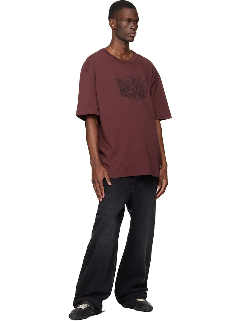 Maison Margiela Burgundy Embroidered Logo T-shirt outlook