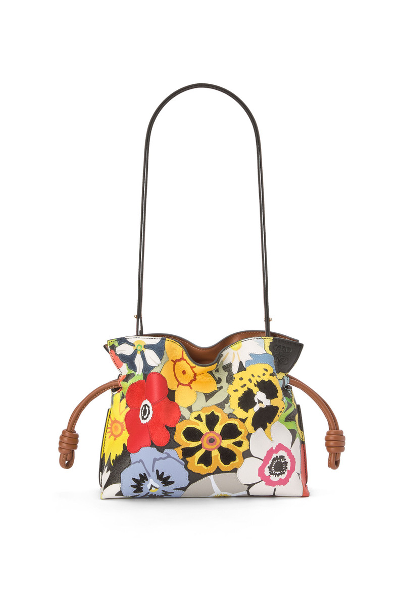 Pansies Mini Flamenco clutch in nappa calfskin and suede 4