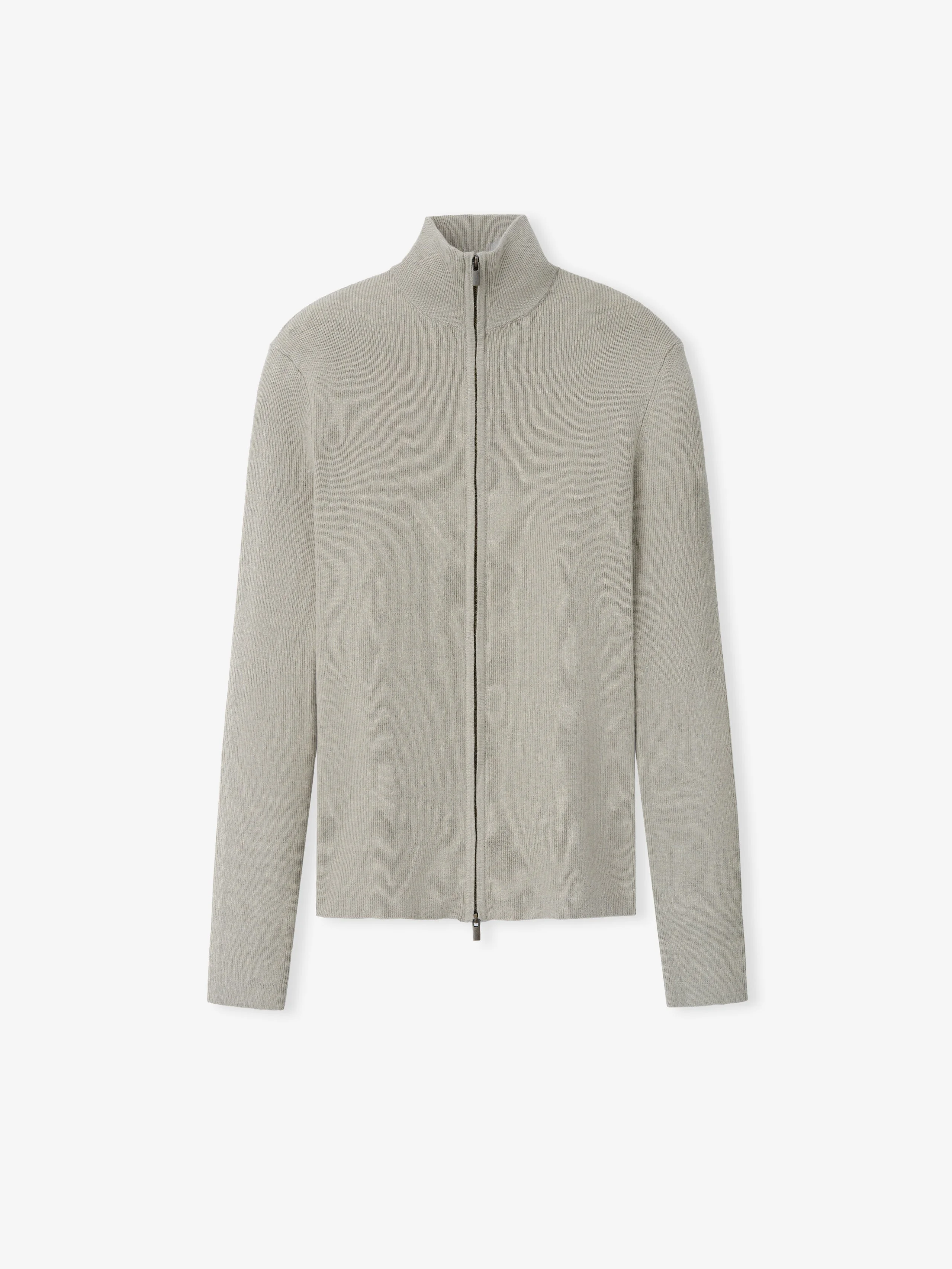 Womens Rib Knit Zip Up Jacket - 1